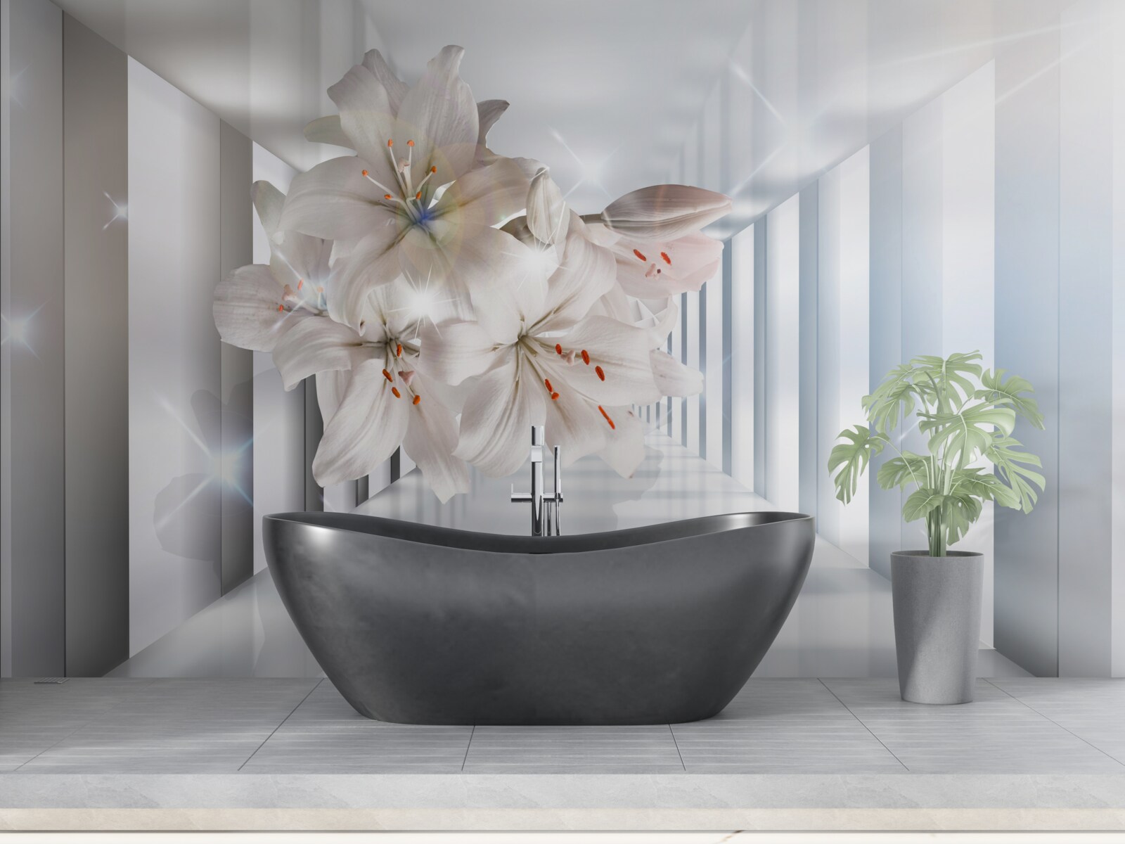 Fototapeta na korytarzu rosną lilie