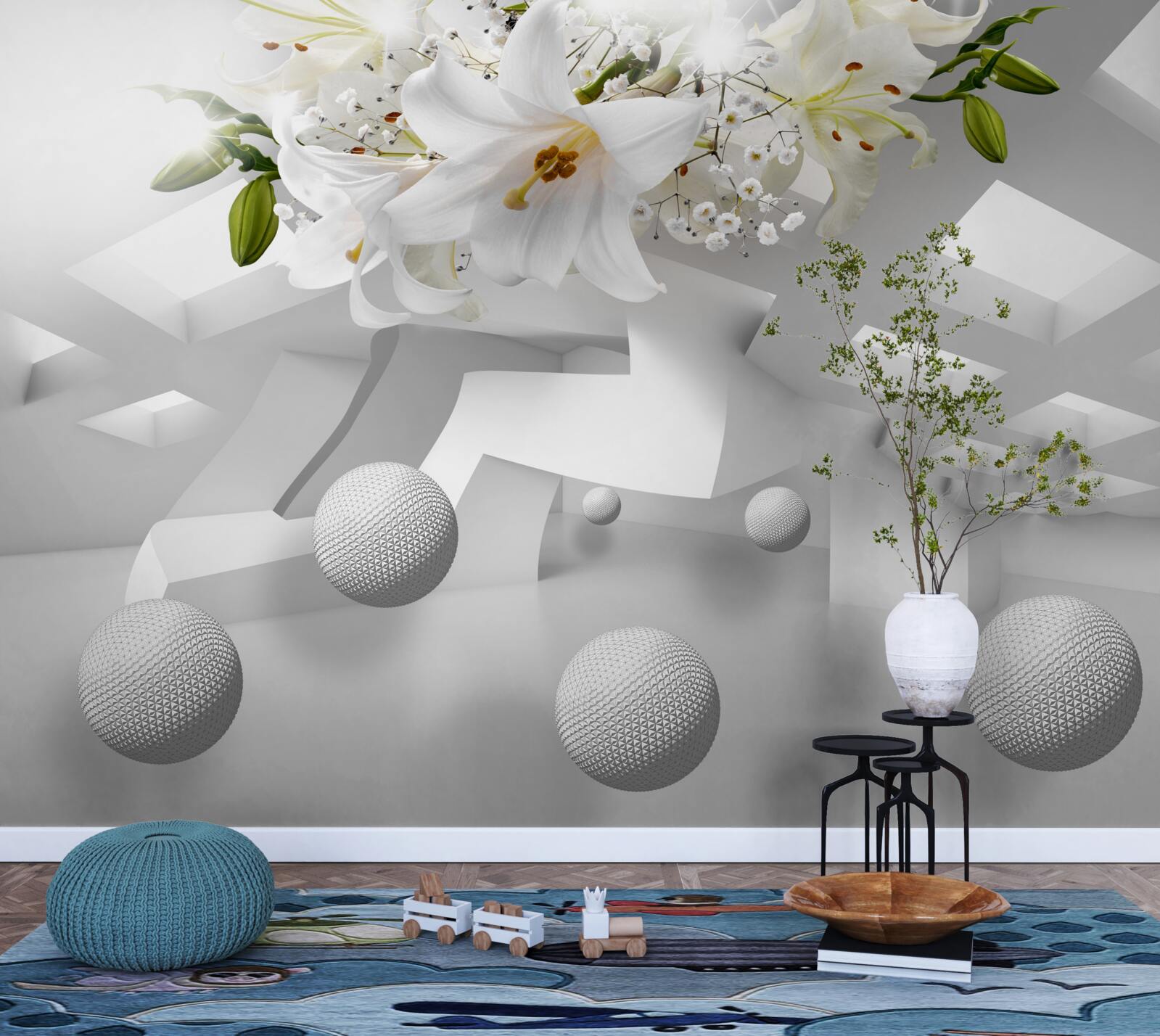 Fototapeta balony z liliami w kosmosie