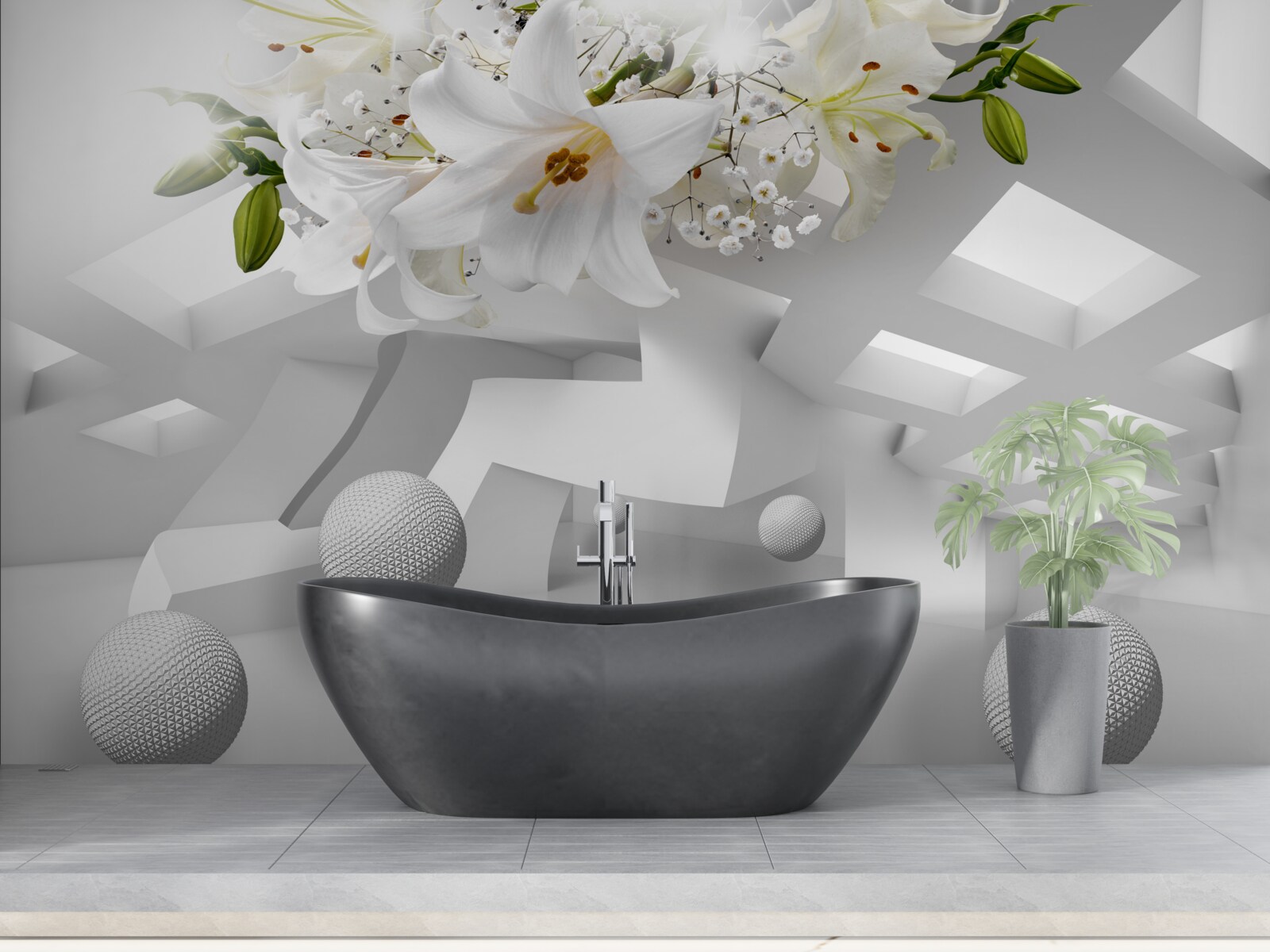 Fototapeta balony z liliami w kosmosie