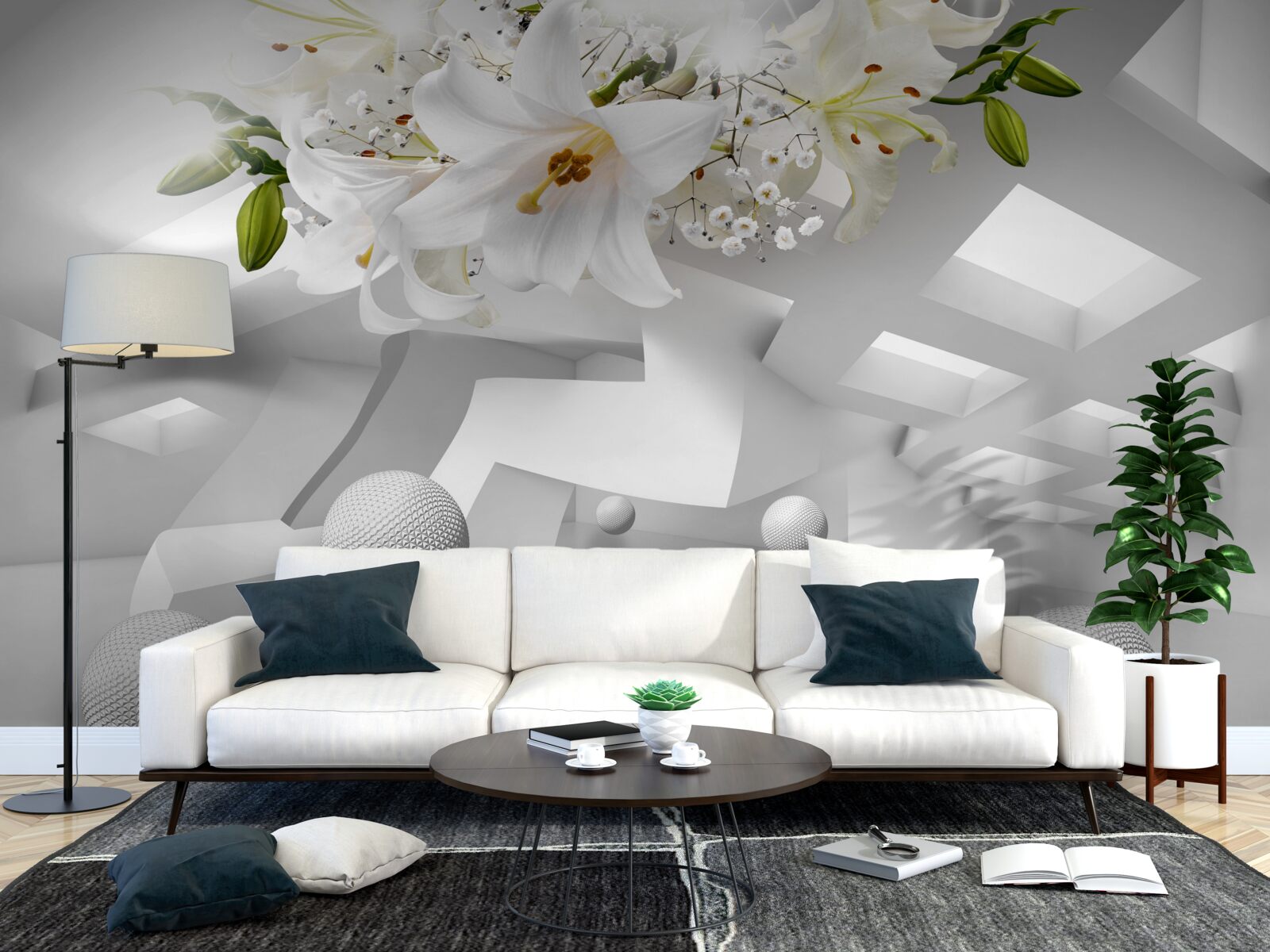 Fototapeta balony z liliami w kosmosie