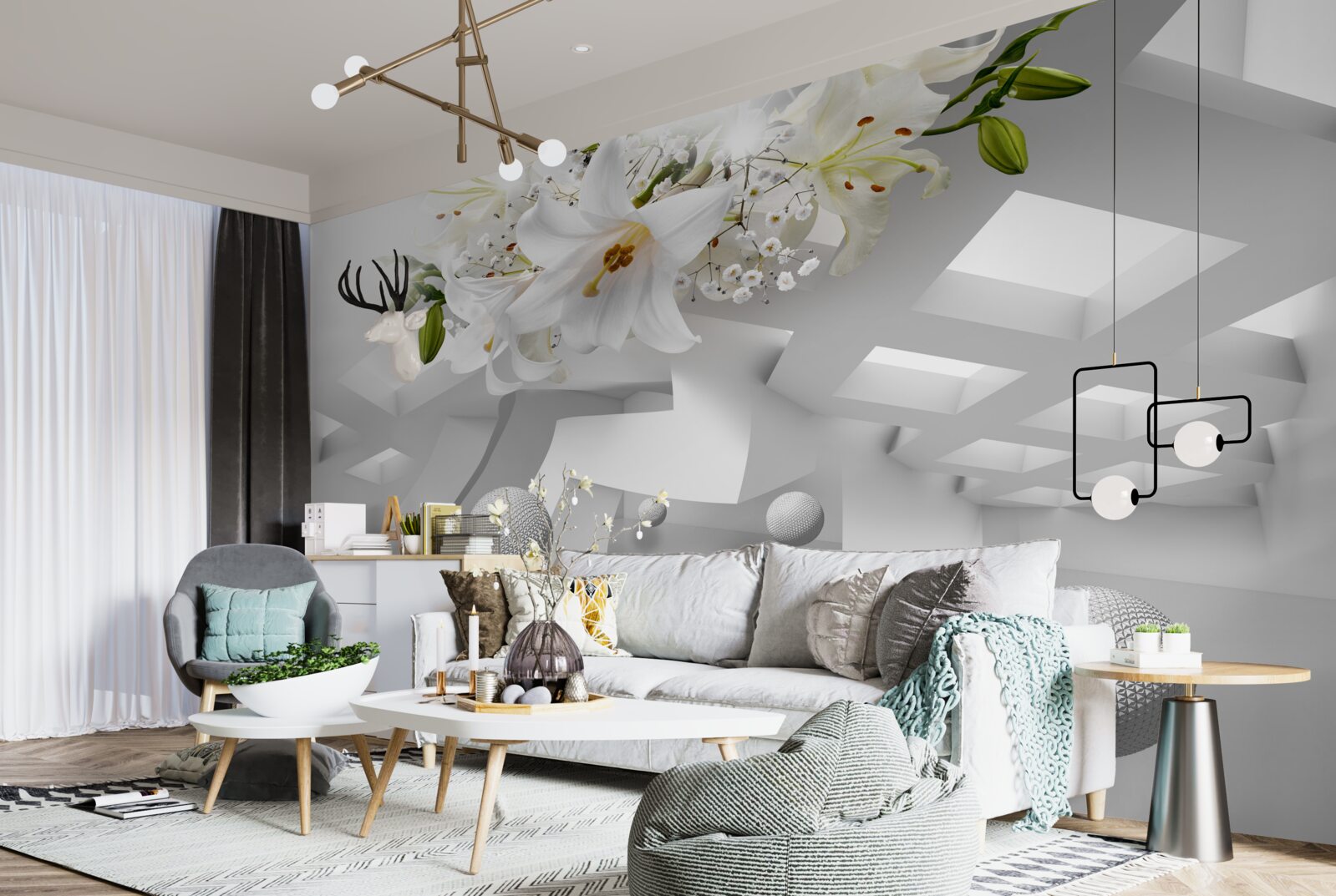 Fototapeta balony z liliami w kosmosie