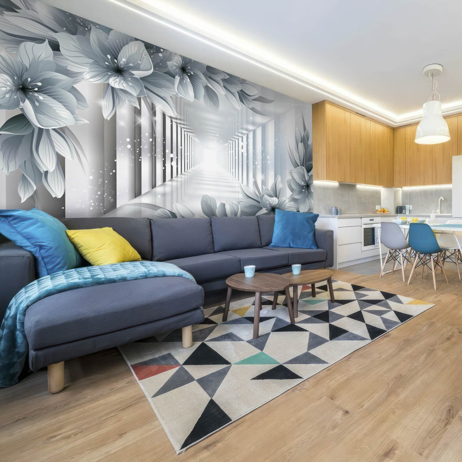 Fototapeta niekończący się tunel i kolorowe rośliny