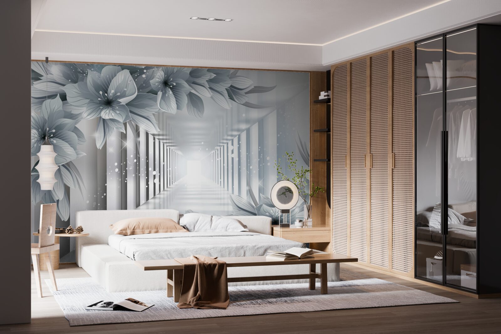 Fototapeta niekończący się tunel i kolorowe rośliny