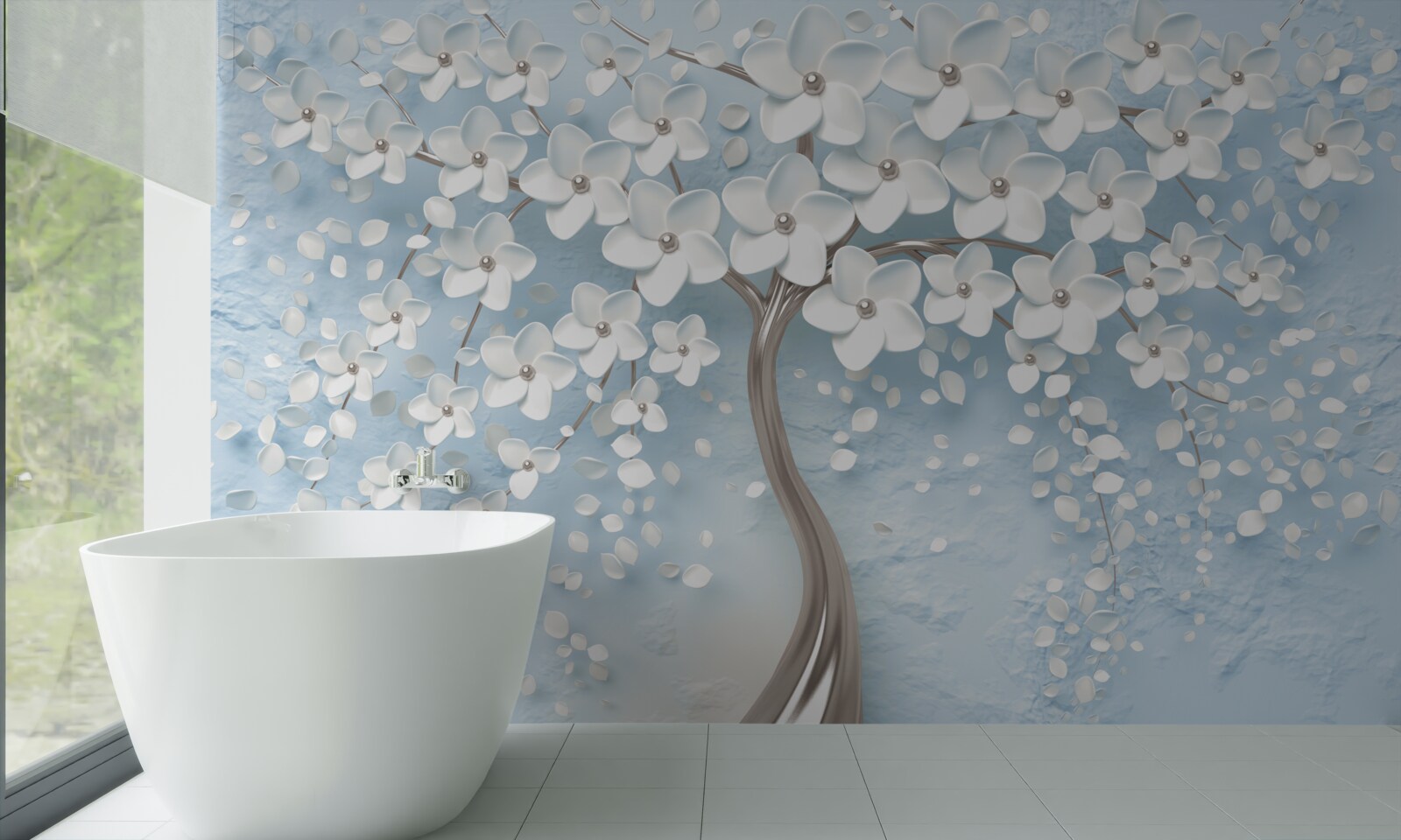 Fototapeta na tle błękitnego nieba znajduje się drzewo