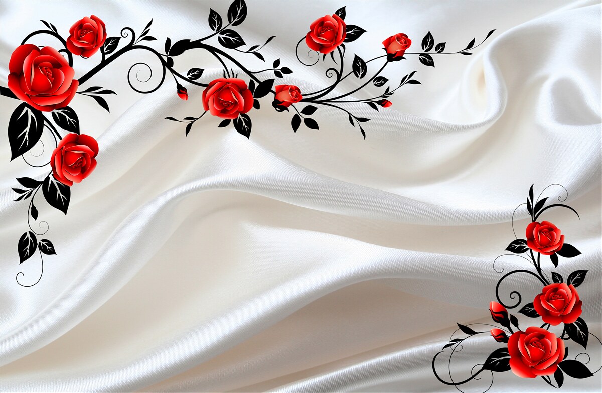 Fototapeta satyna ozdobiona jest różami