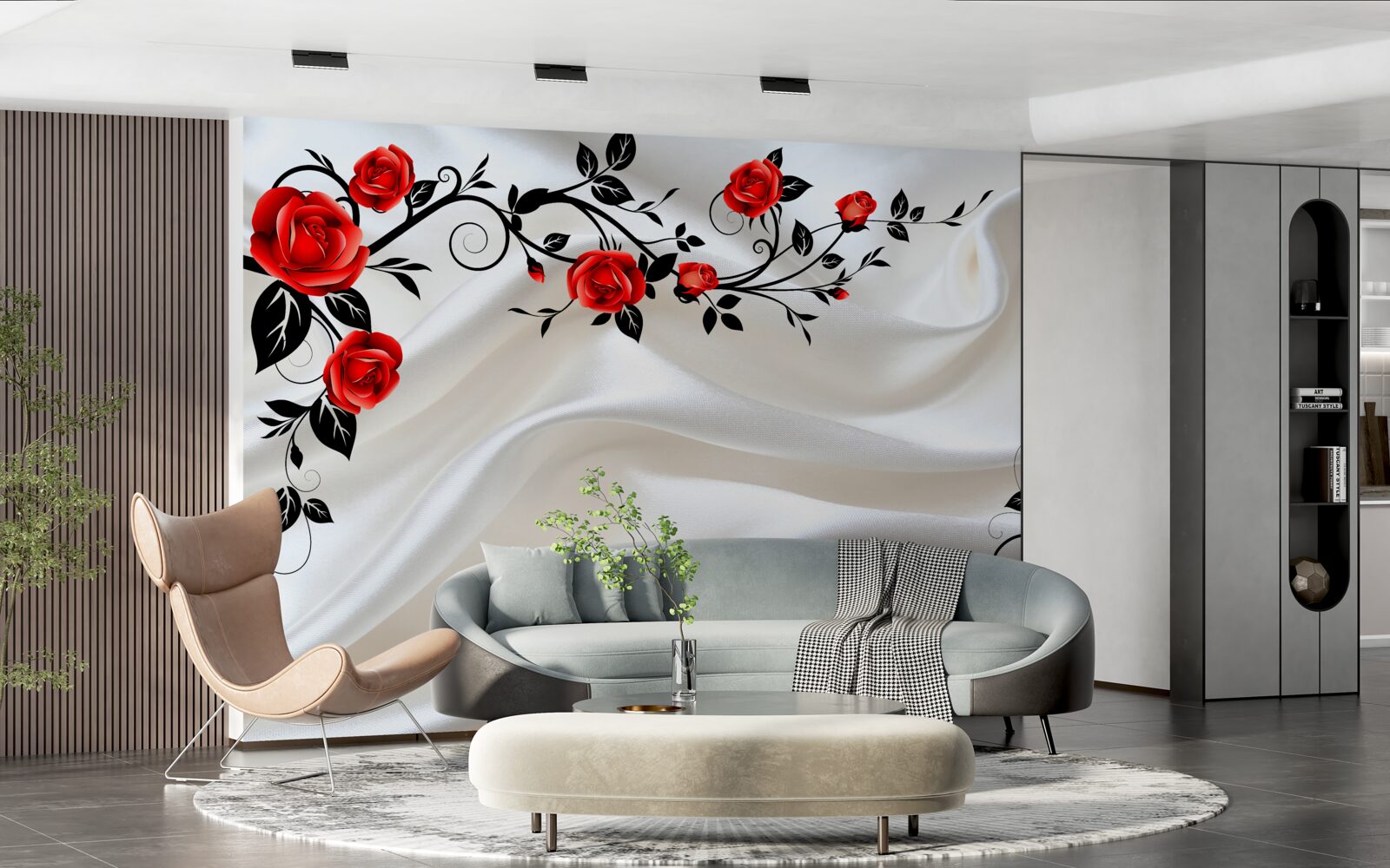 Fototapeta satyna ozdobiona jest różami