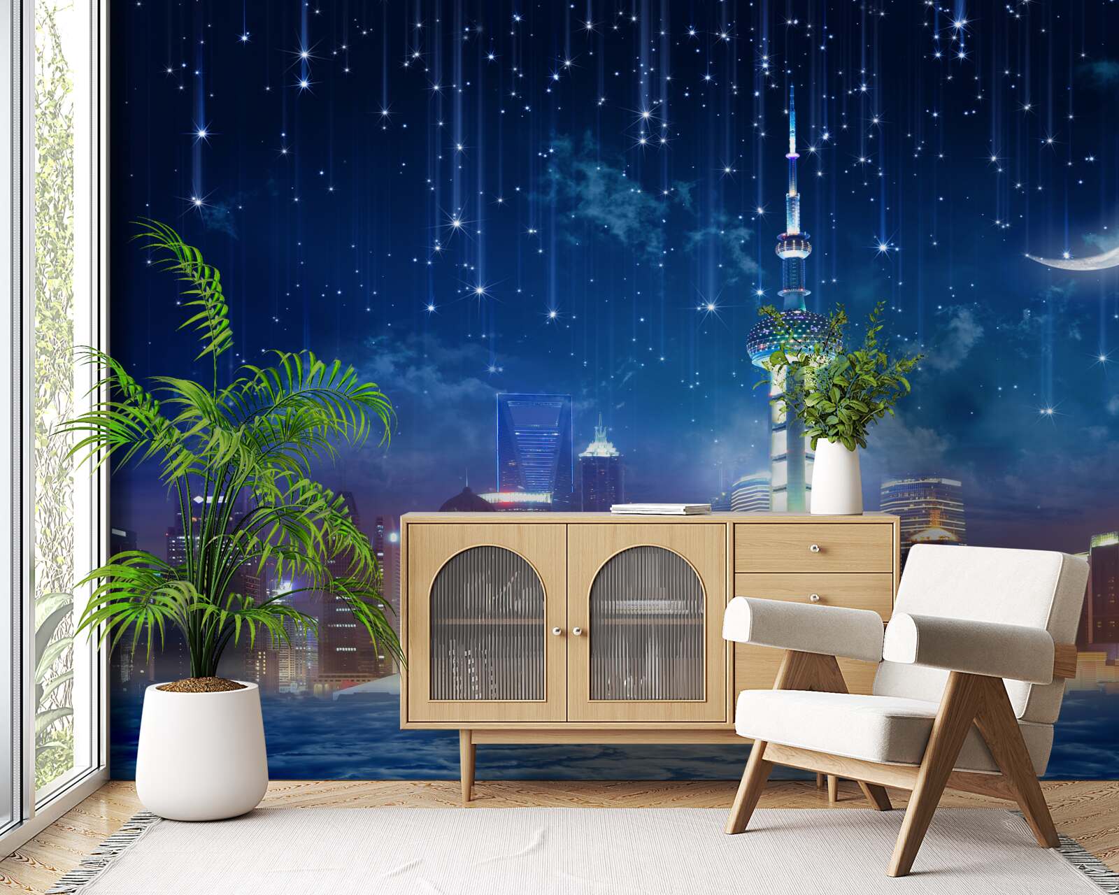 Fototapeta meble w kolorze niebieskim i fioletowym