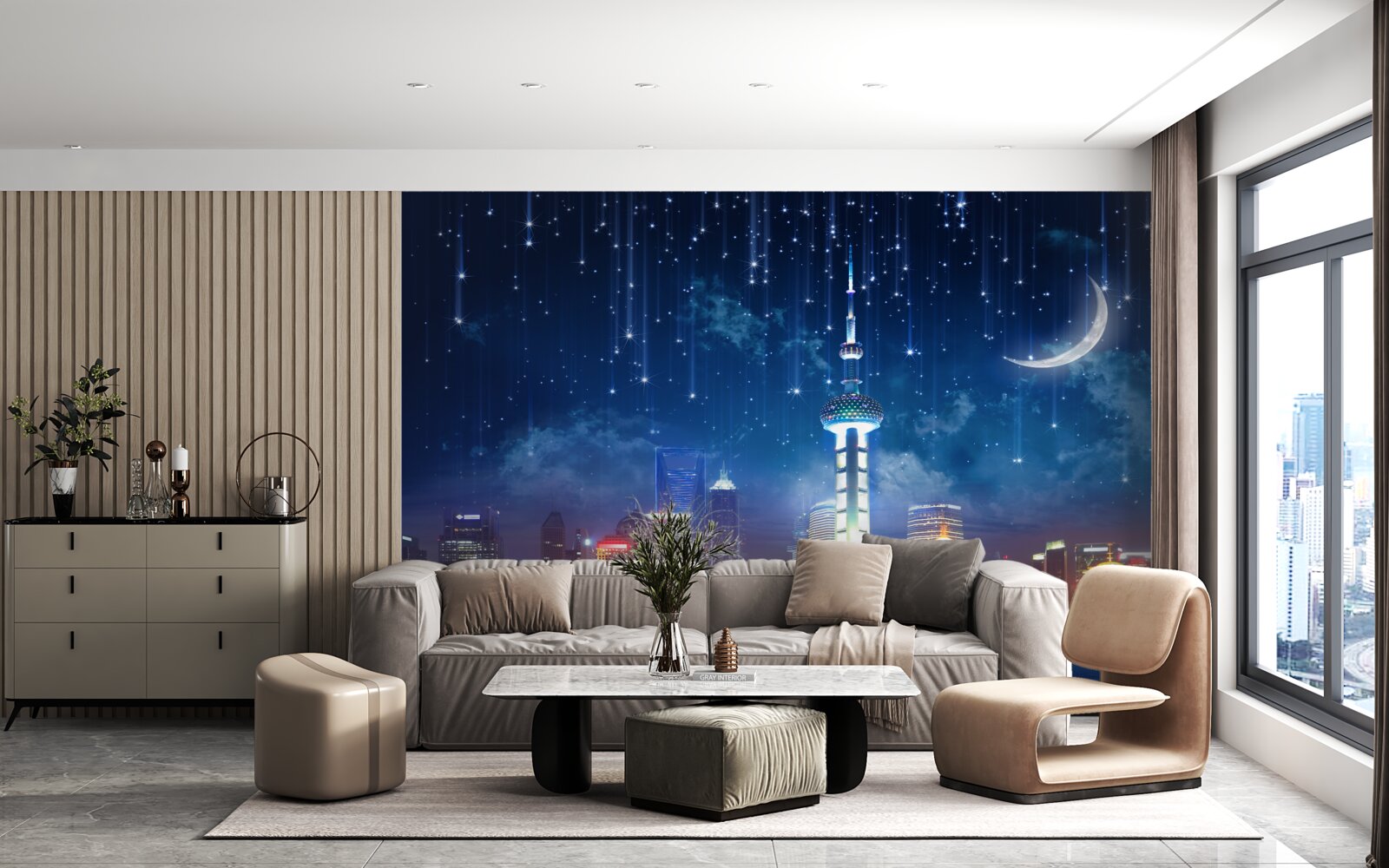 Fototapeta meble w kolorze niebieskim i fioletowym