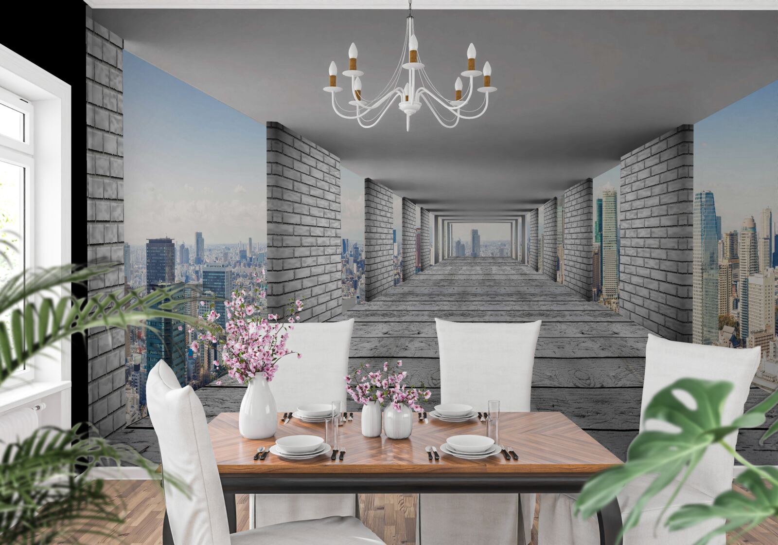 Fototapeta przejście podziemne otwierające panoramę miasta