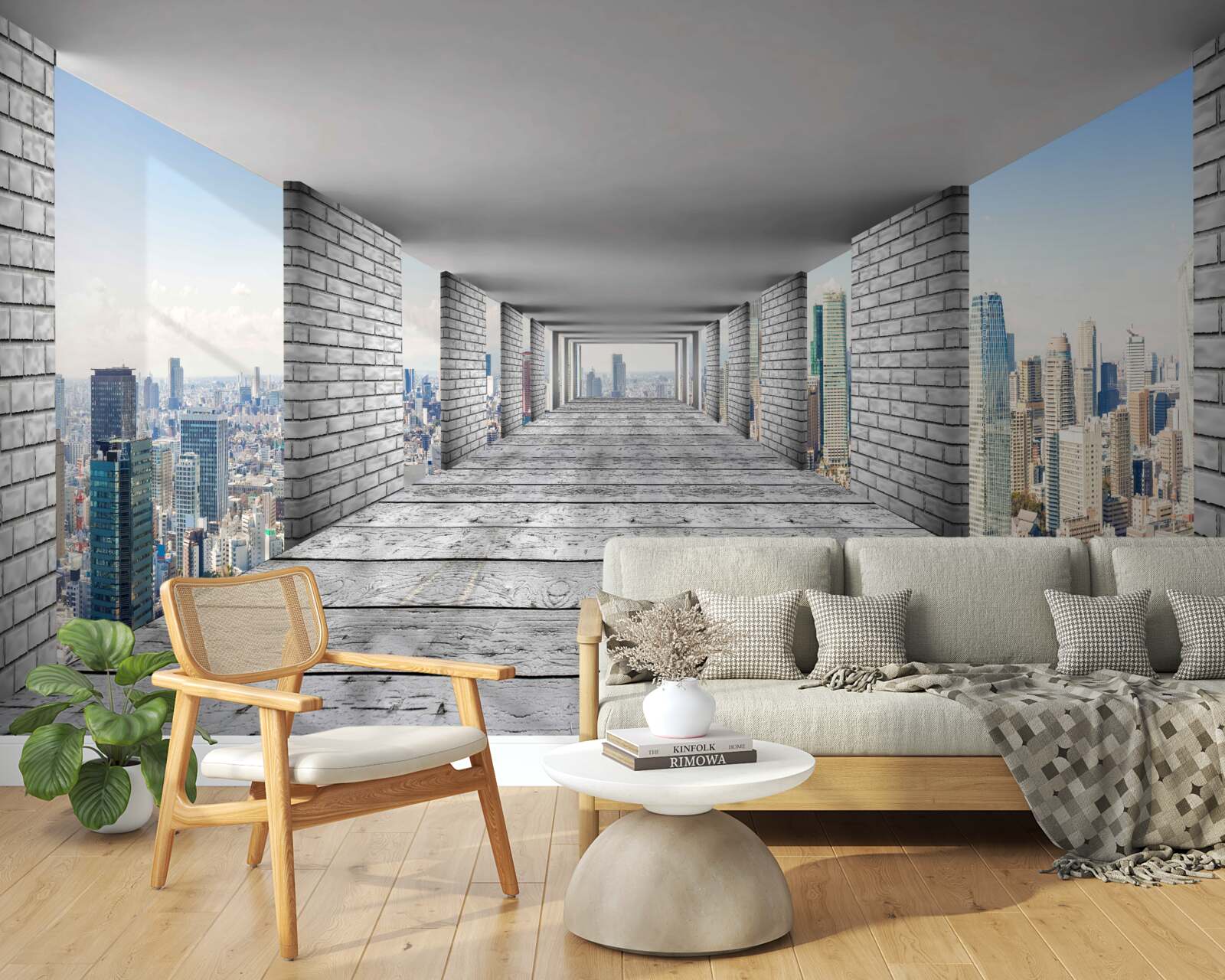 Fototapeta przejście podziemne otwierające panoramę miasta