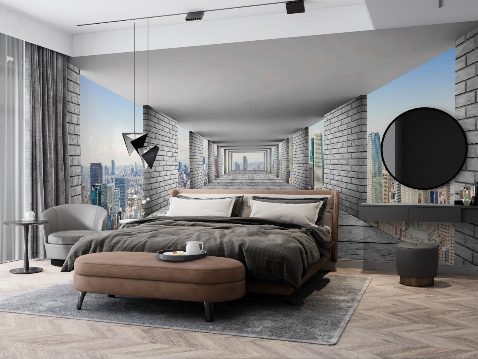 Fototapeta przejście podziemne otwierające panoramę miasta