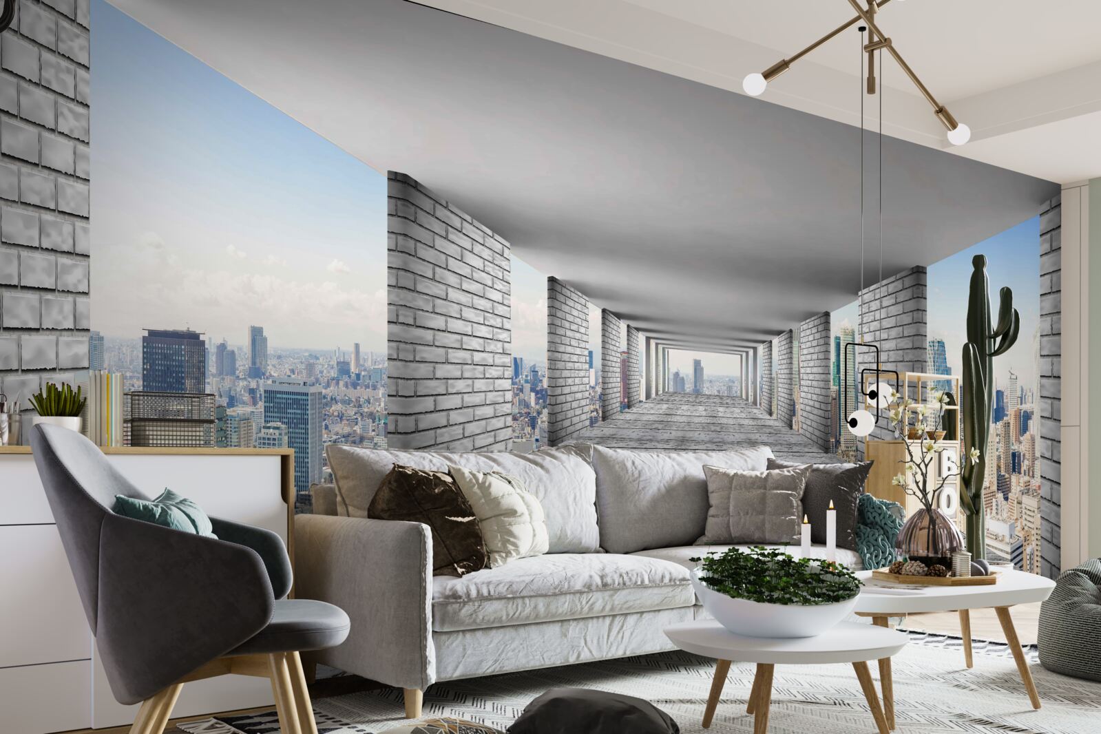 Fototapeta przejście podziemne otwierające panoramę miasta