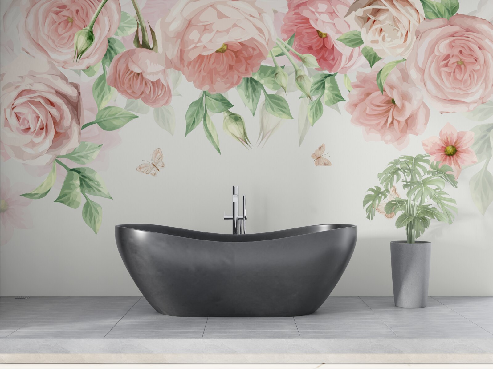 Fototapeta kwiaty malowane akwarelami