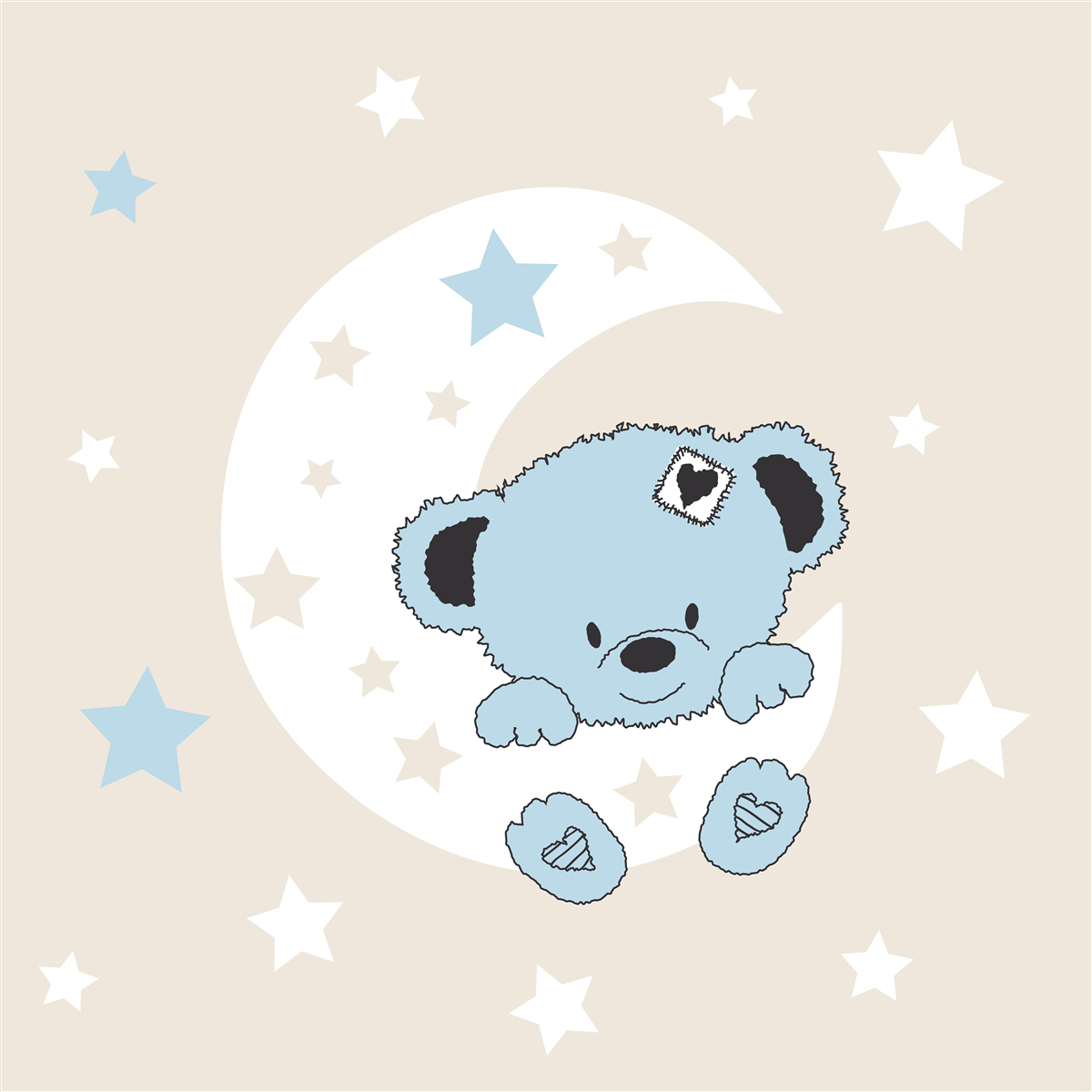 Fototapeta mały miś przylega do księżyca