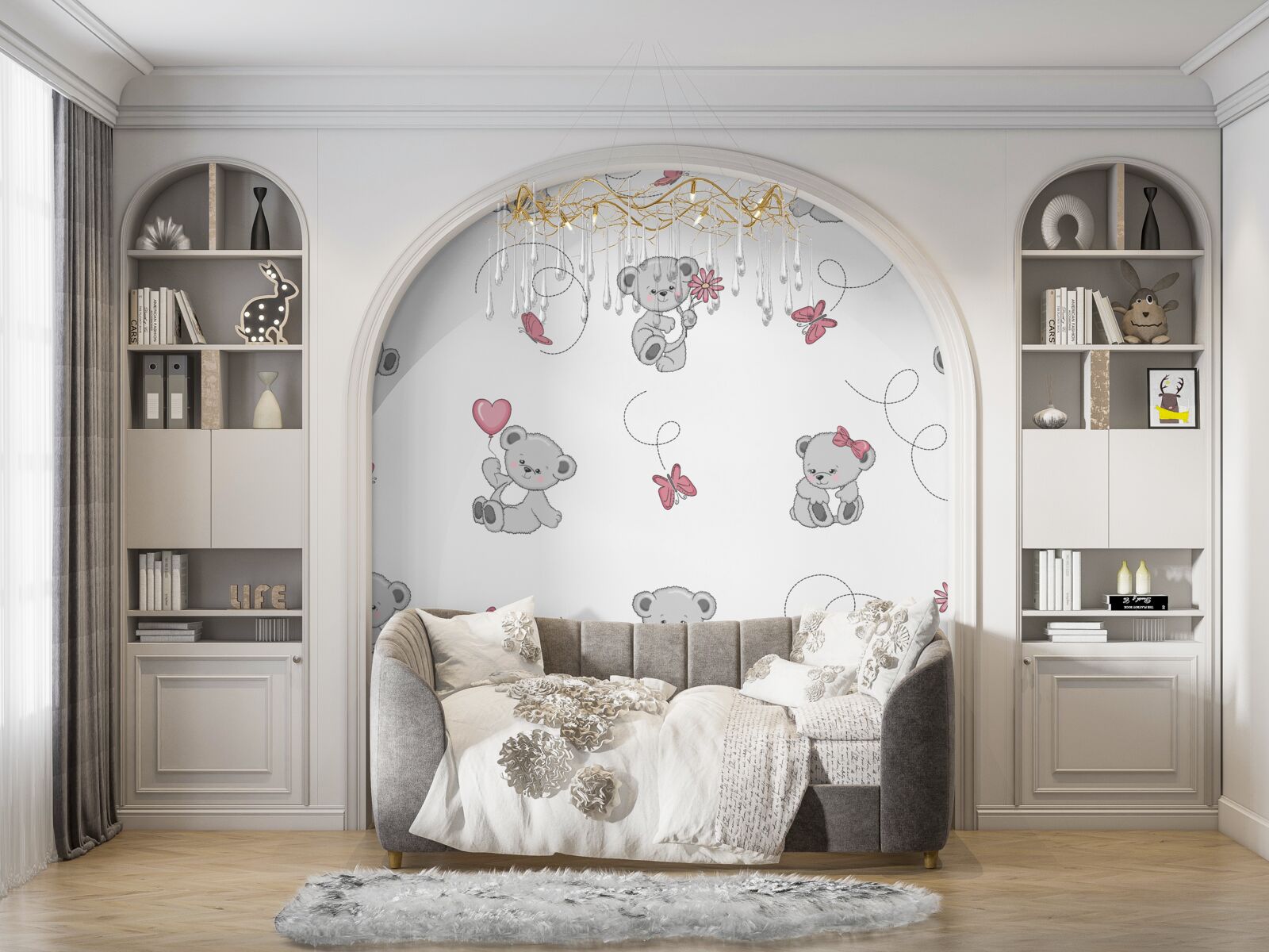 Fototapeta urocze, szare niedźwiadki