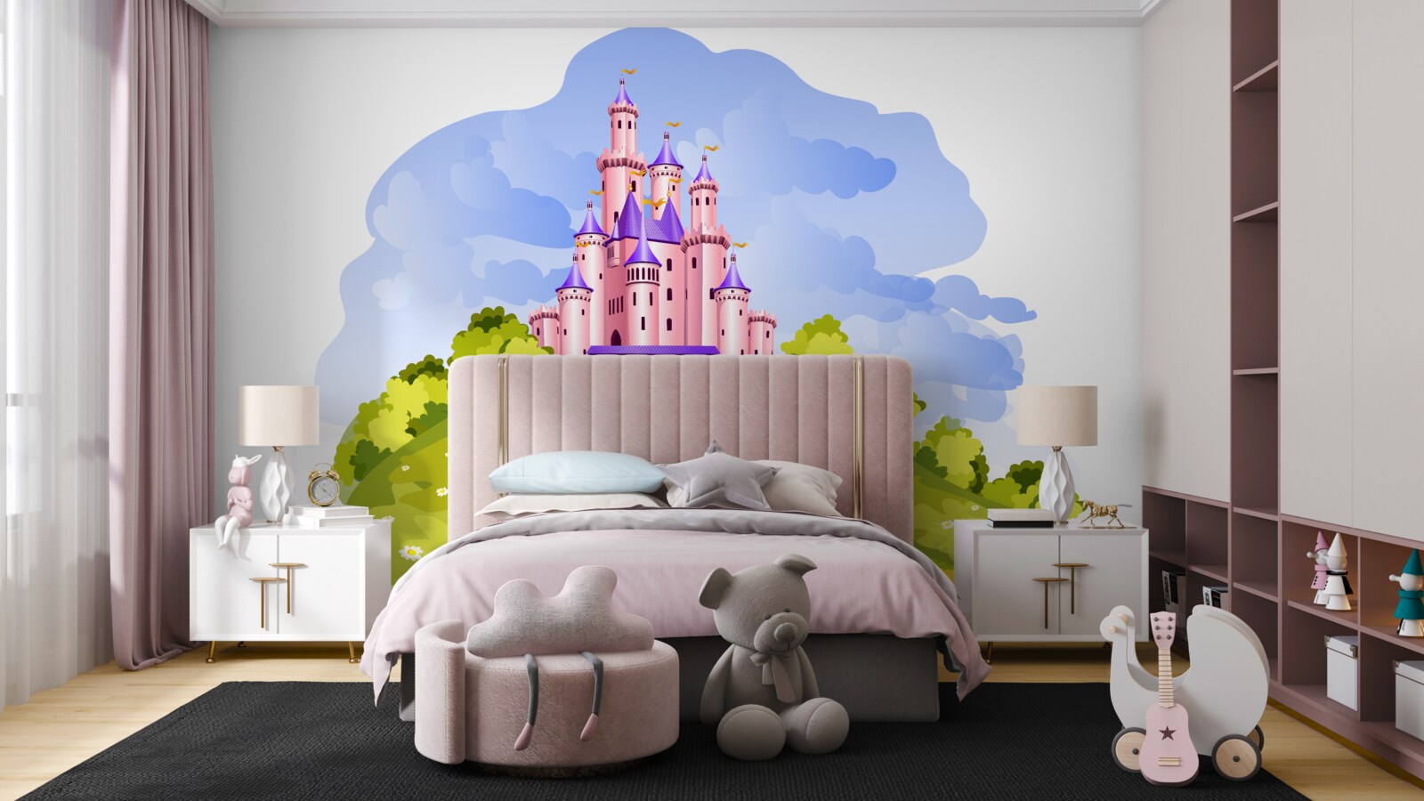 Fototapeta zamek jest różowy