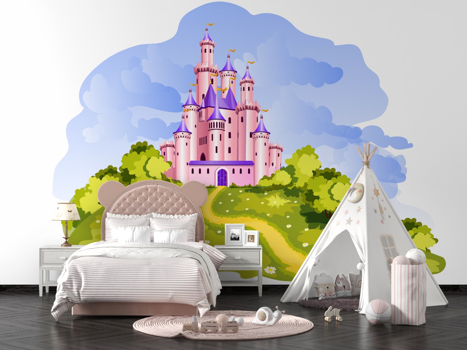 Fototapeta zamek jest różowy