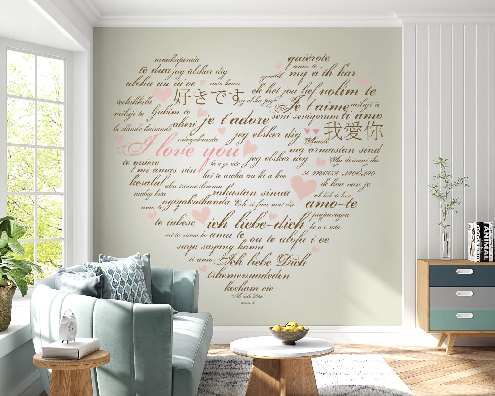 Fototapeta serce składa się z napisów w różnych językach