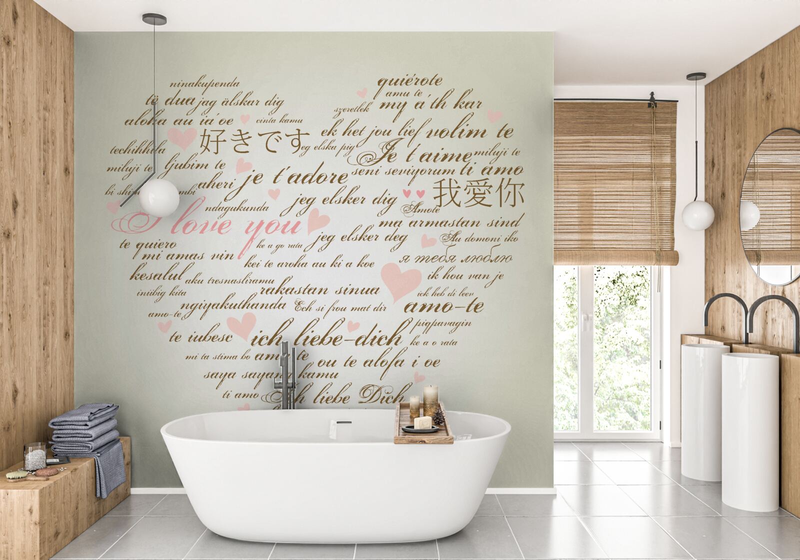 Fototapeta serce składa się z napisów w różnych językach