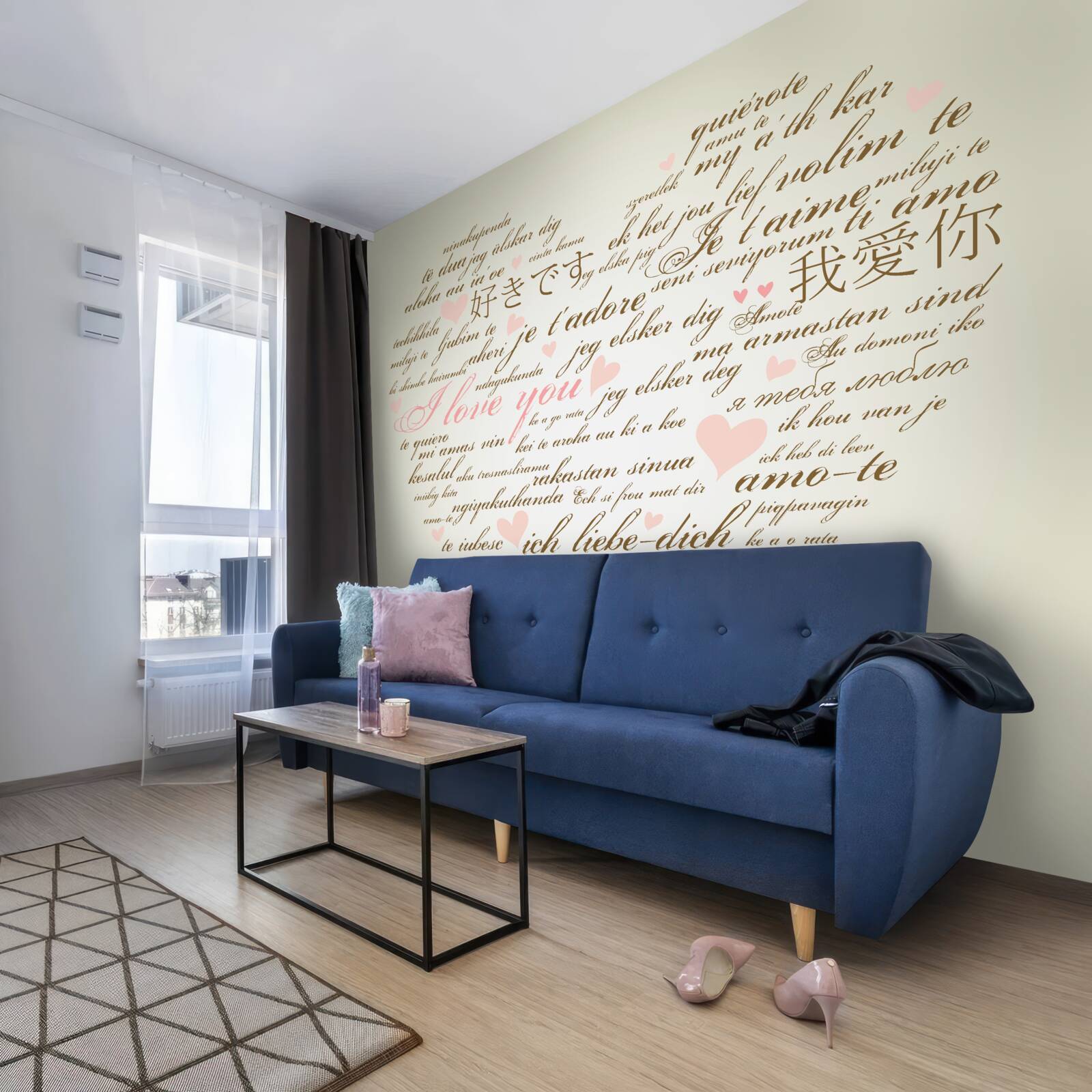 Fototapeta serce składa się z napisów w różnych językach