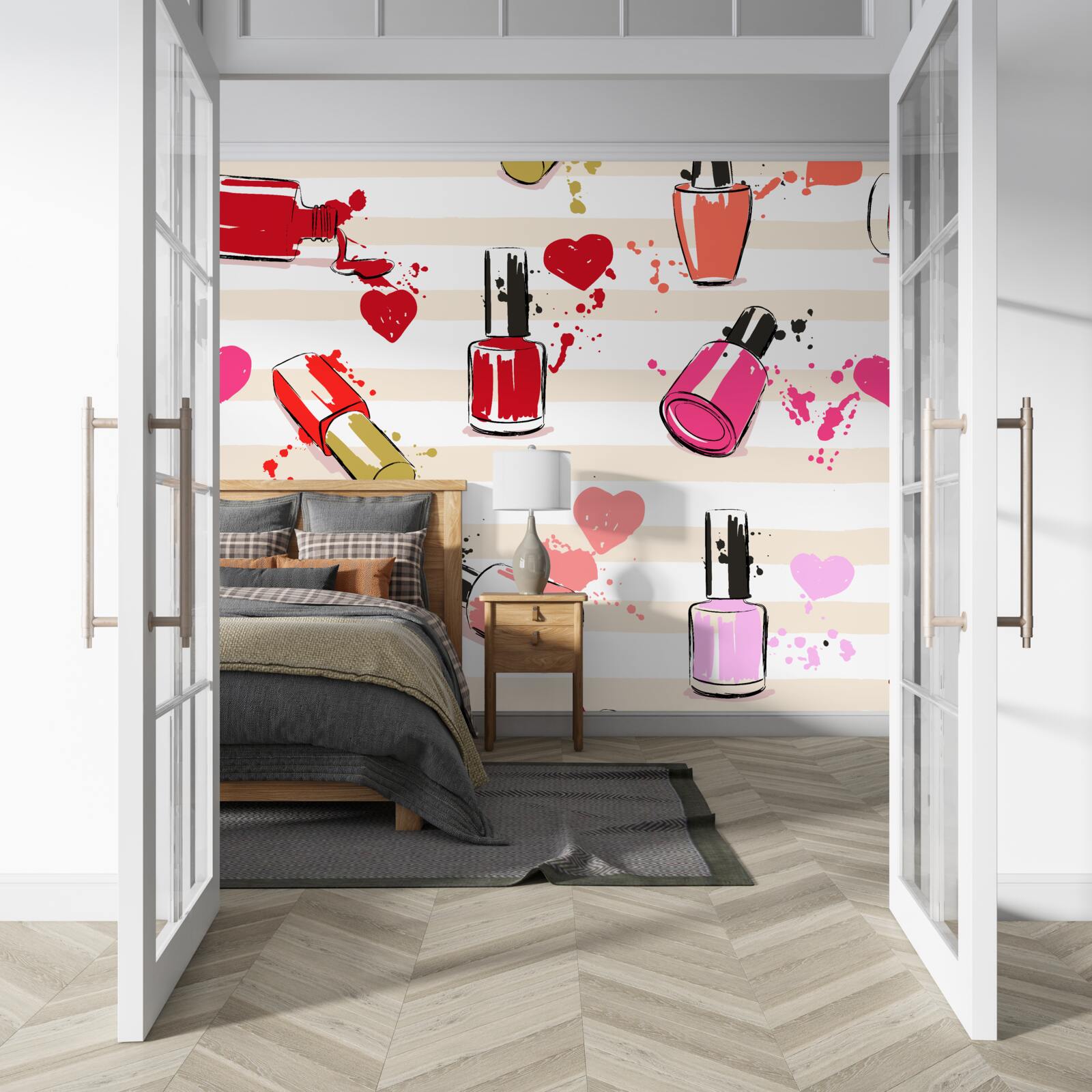 Fototapeta wielokolorowe butelki z lakierem do paznokci