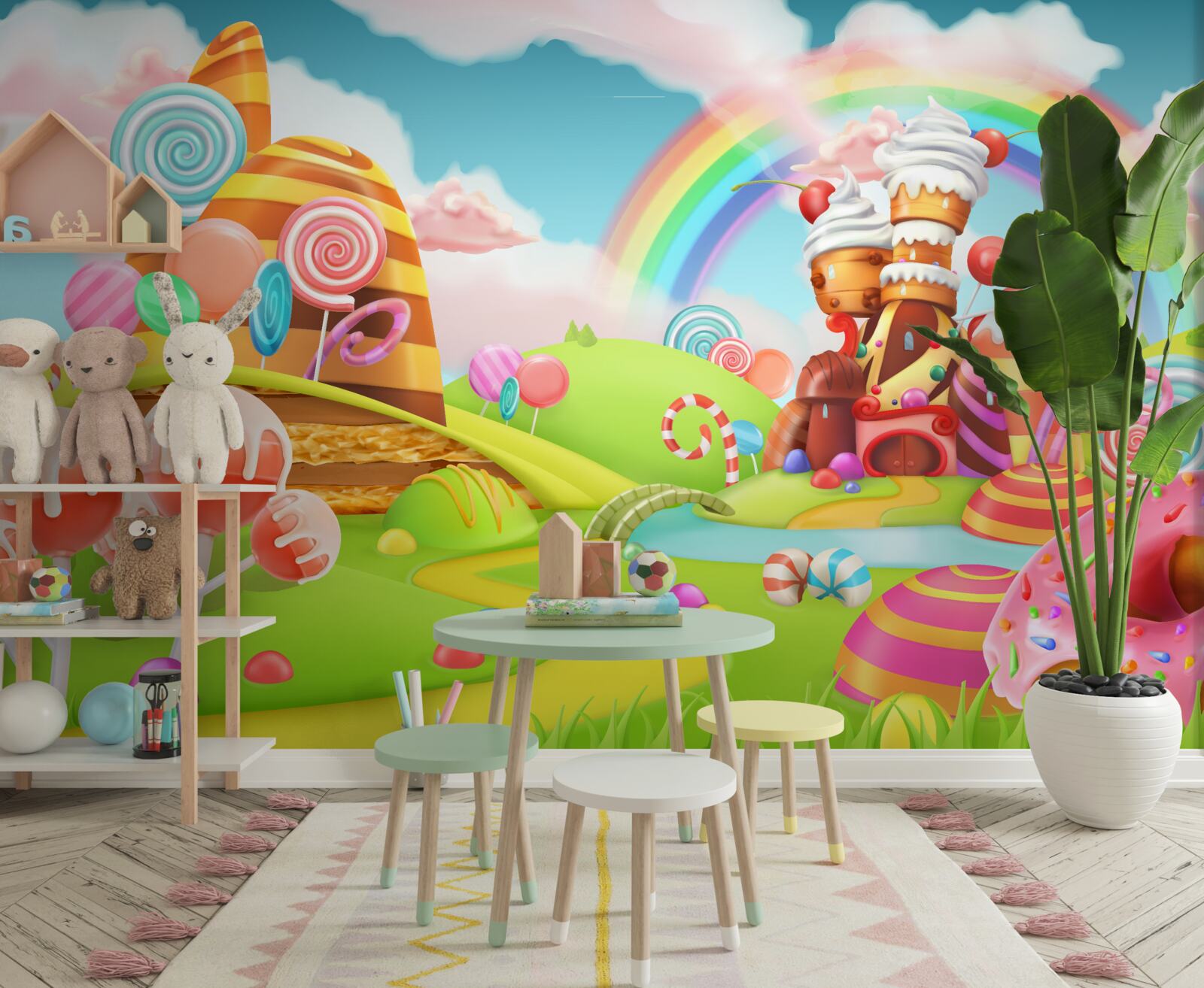 Fototapeta słodkie miasto zbudowane ze słodyczy i ciast