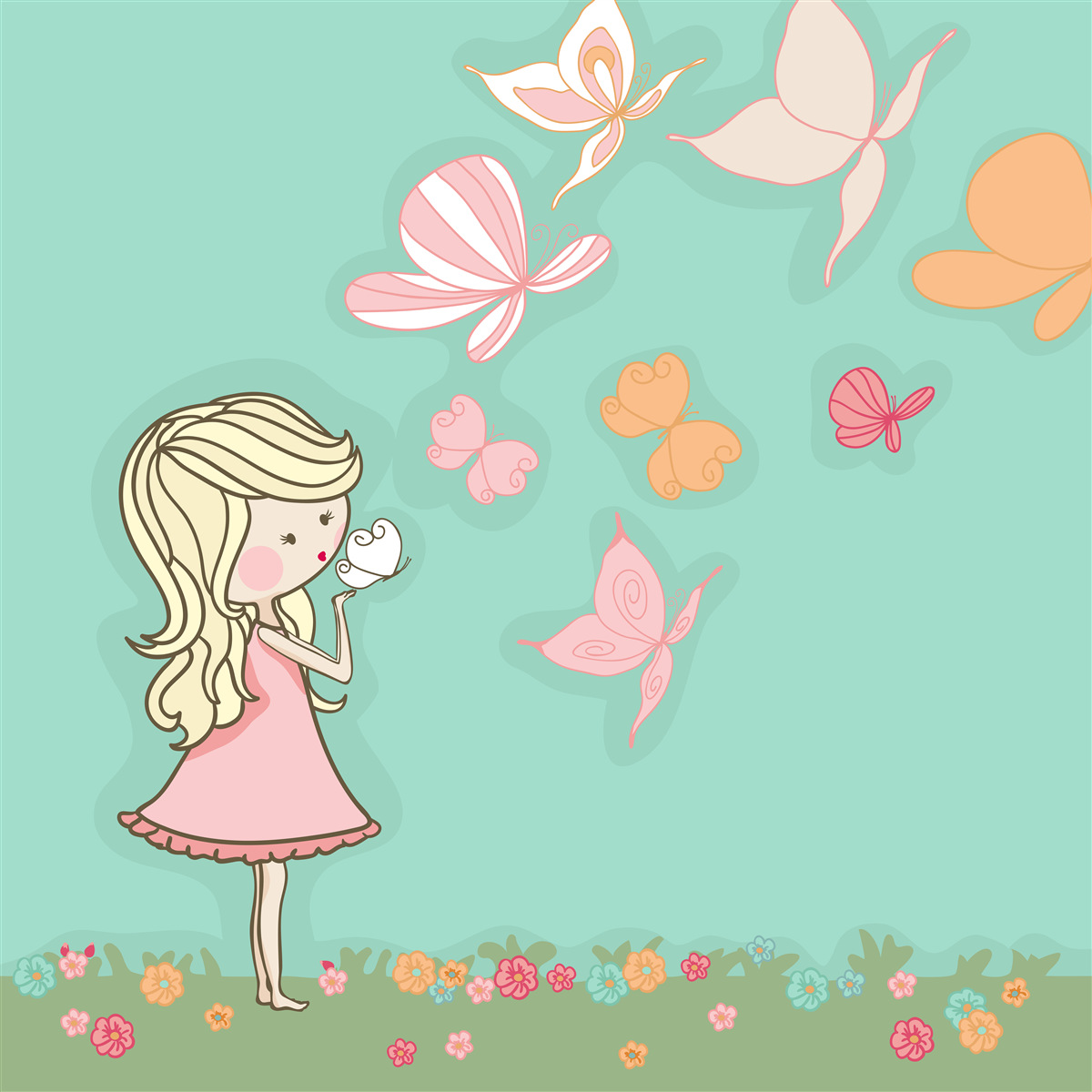 Fototapeta dziewczyna podziwia motyle