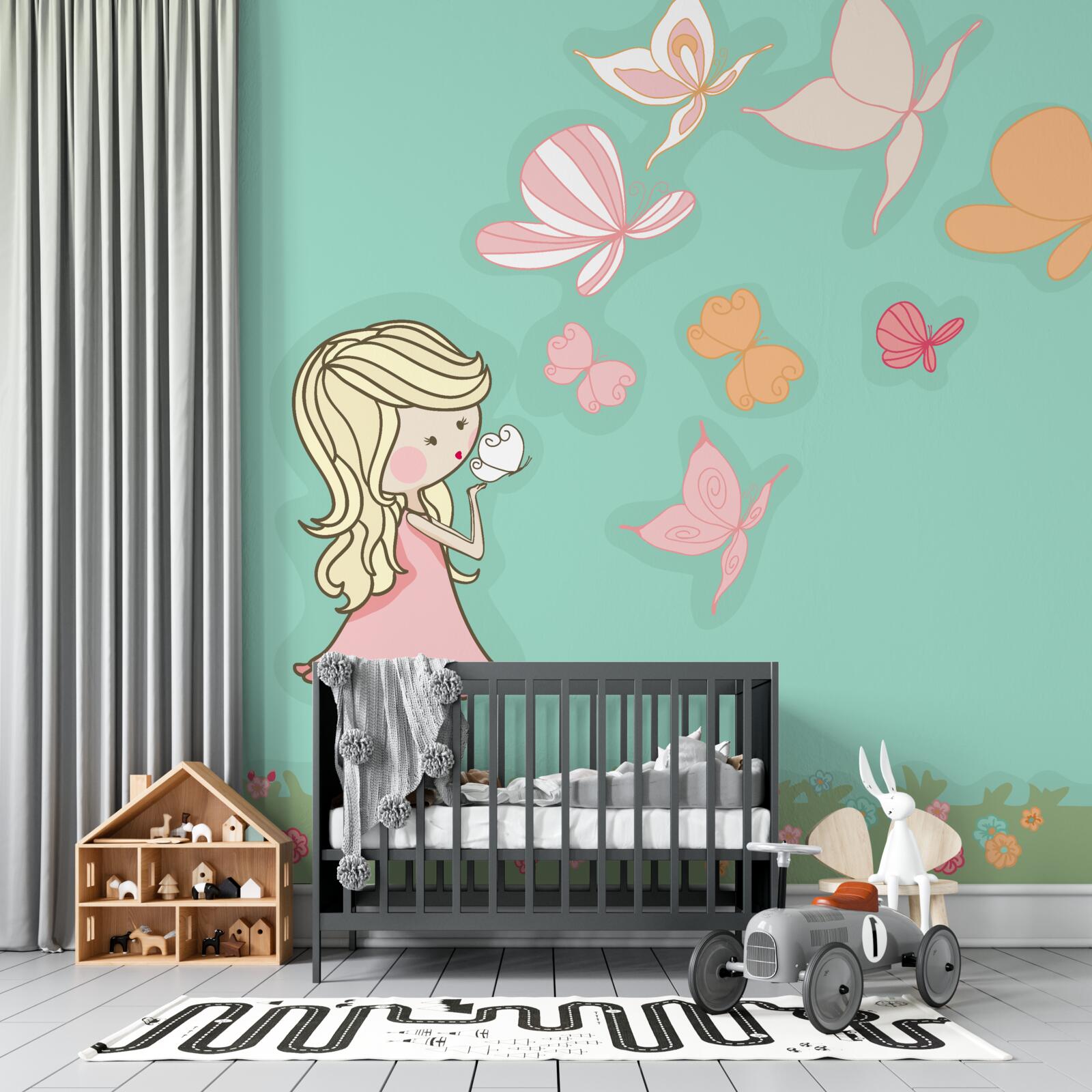 Fototapeta dziewczyna podziwia motyle