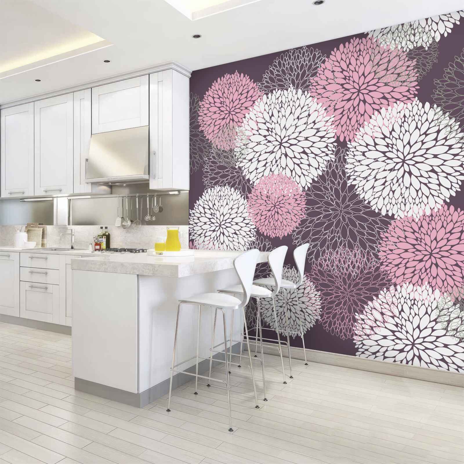 Fototapeta pąki mniszka lekarskiego występują w kolorze białym, różowym i szarym