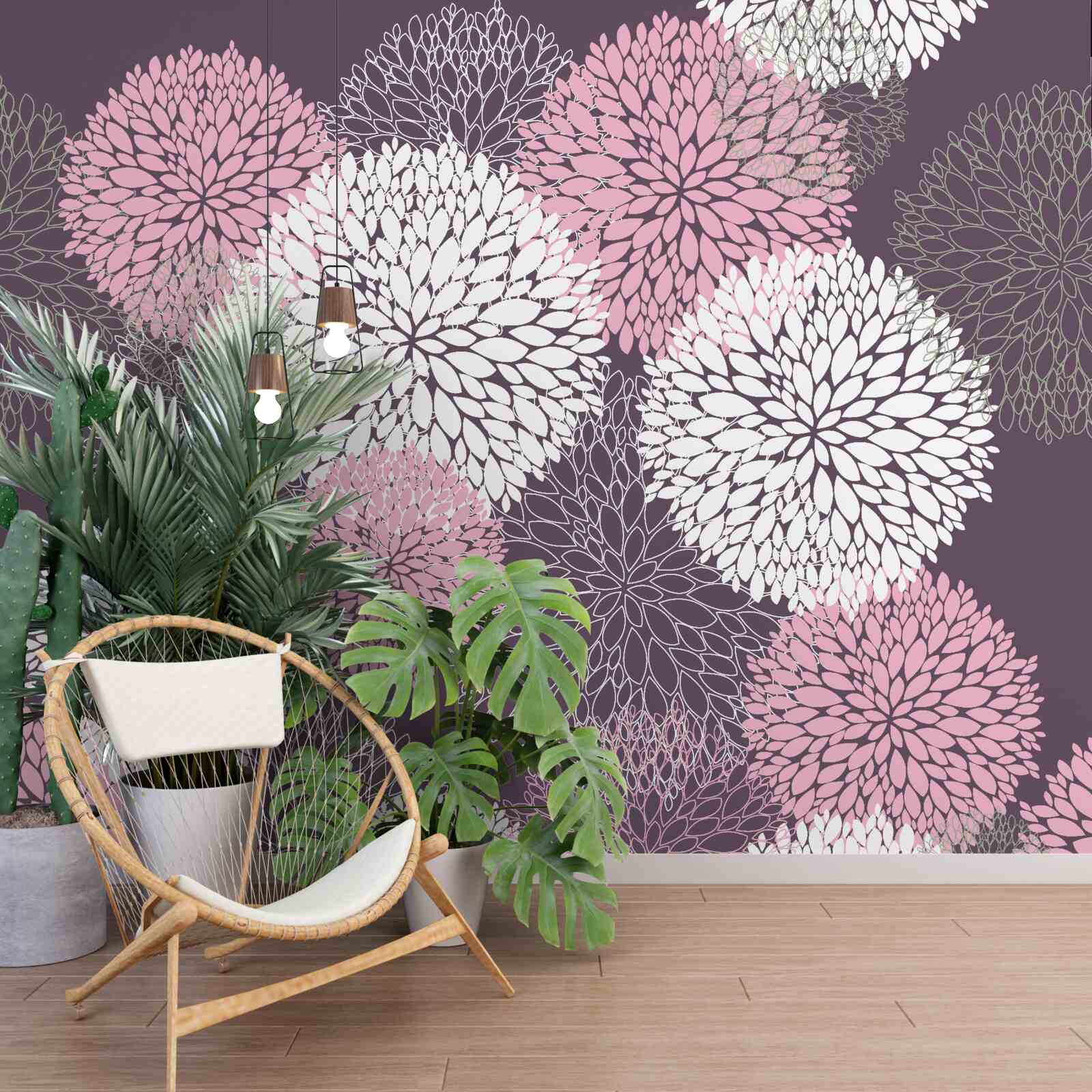 Fototapeta pąki mniszka lekarskiego występują w kolorze białym, różowym i szarym