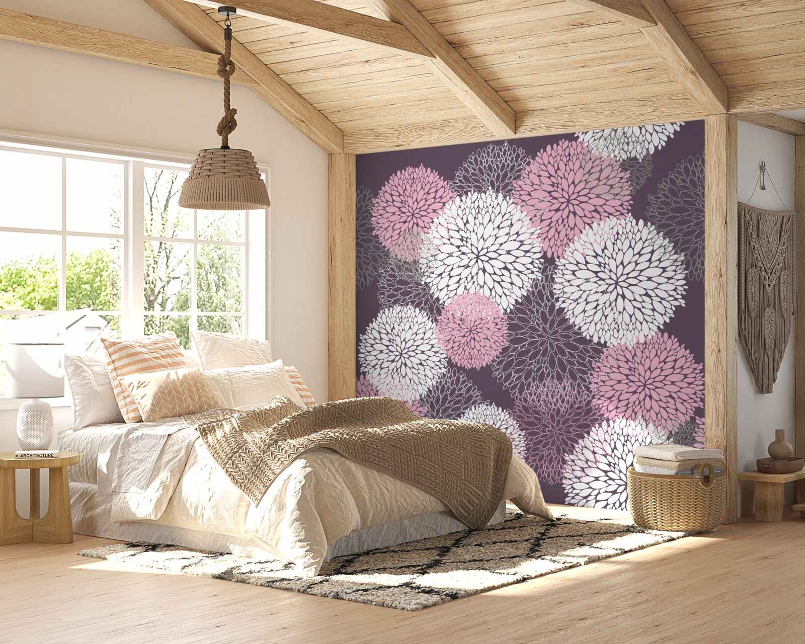 Fototapeta pąki mniszka lekarskiego występują w kolorze białym, różowym i szarym