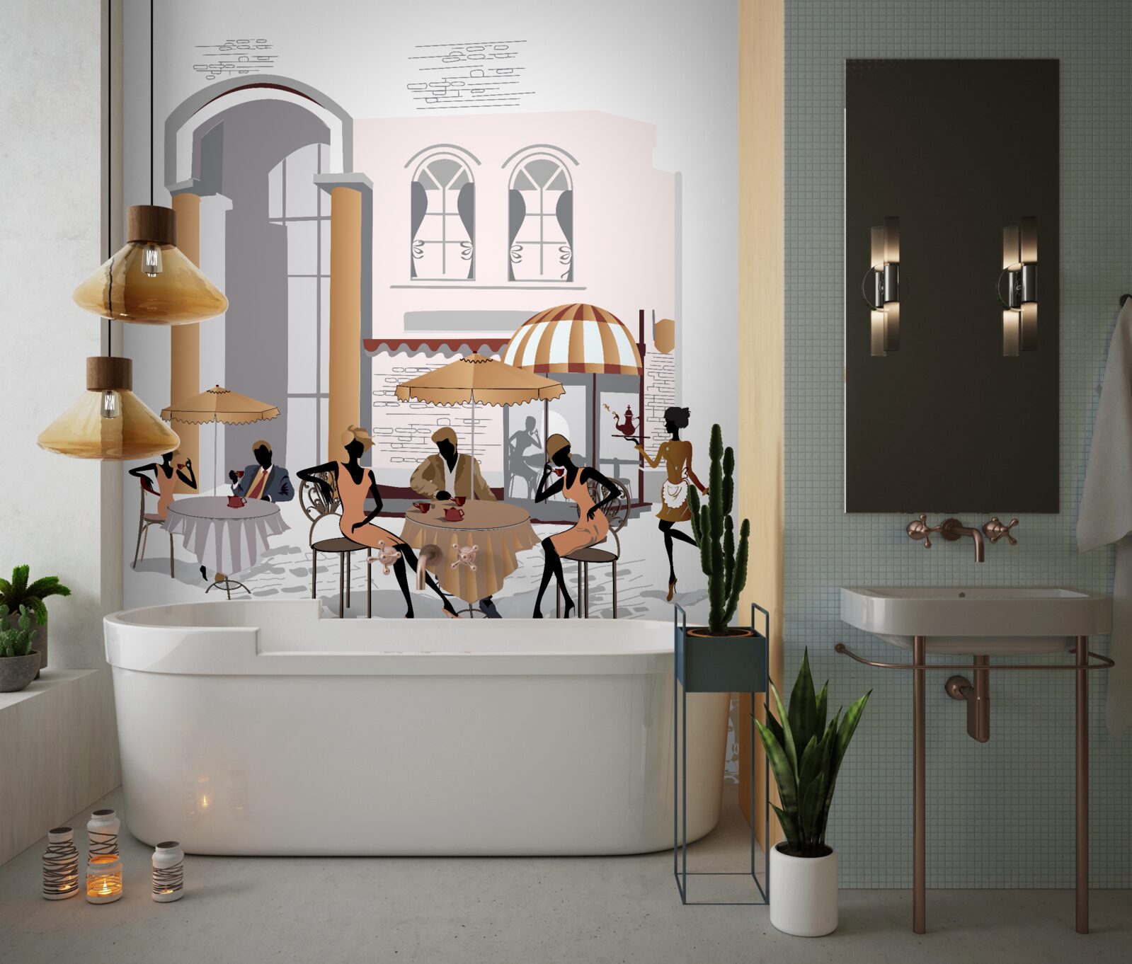 Fototapeta obraz kawiarni z gośćmi