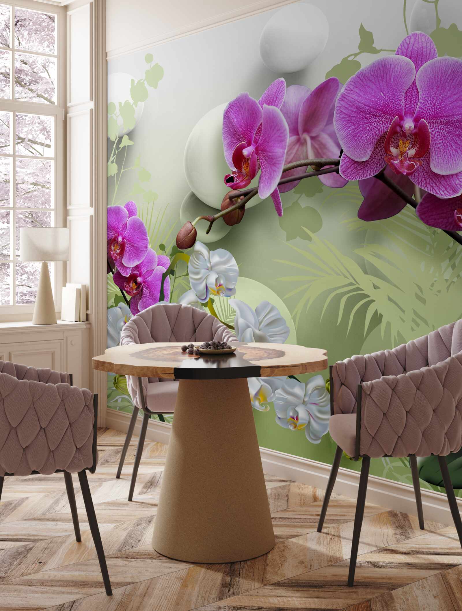 Fototapeta fioletowa orchidea na gałęziach