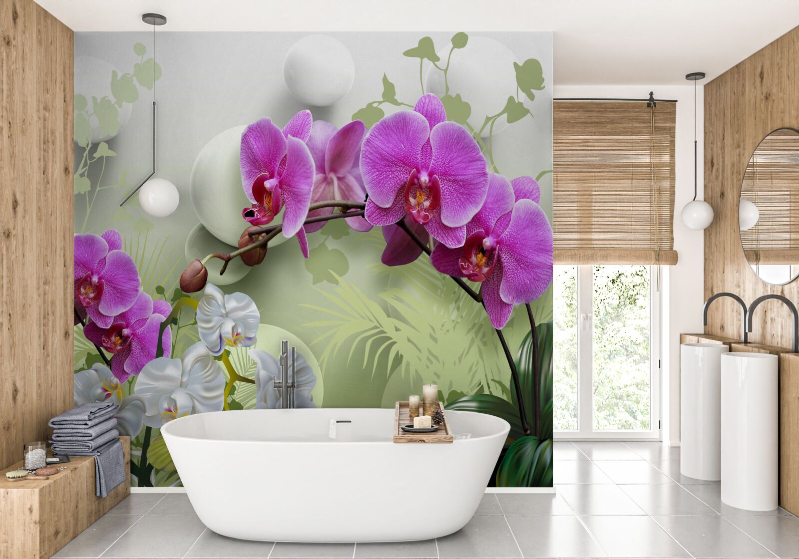 Fototapeta fioletowa orchidea na gałęziach