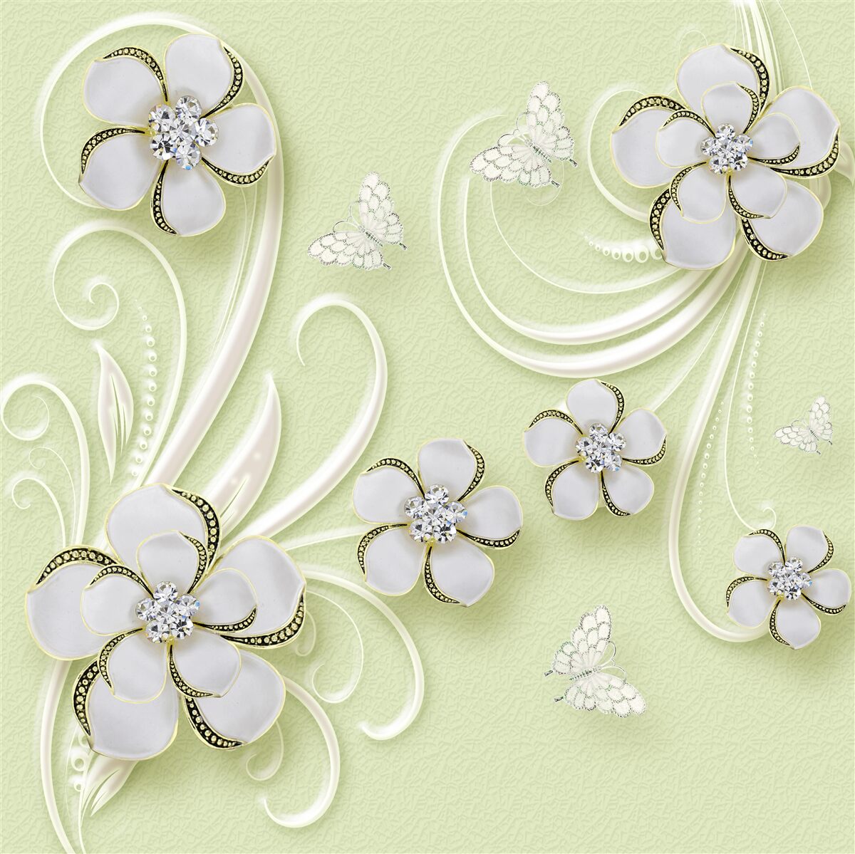 Fototapeta waciki na miękkim zielonym tle