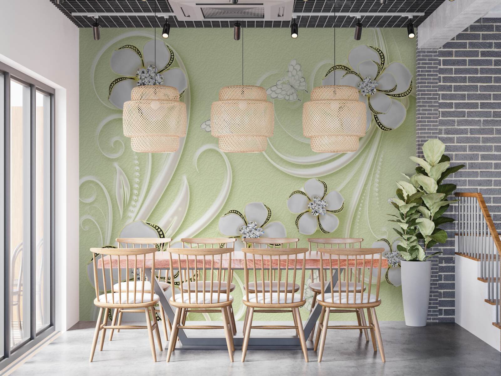 Fototapeta waciki na miękkim zielonym tle