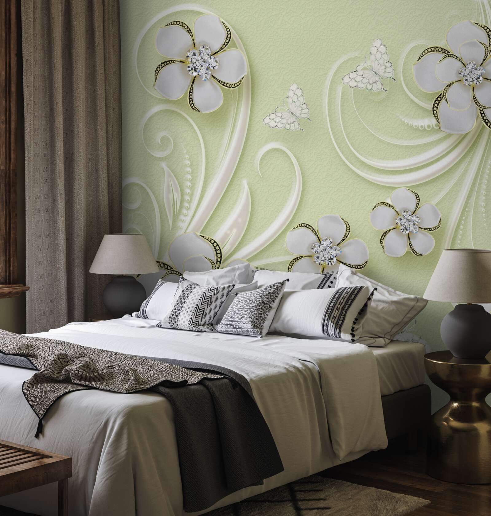 Fototapeta waciki na miękkim zielonym tle