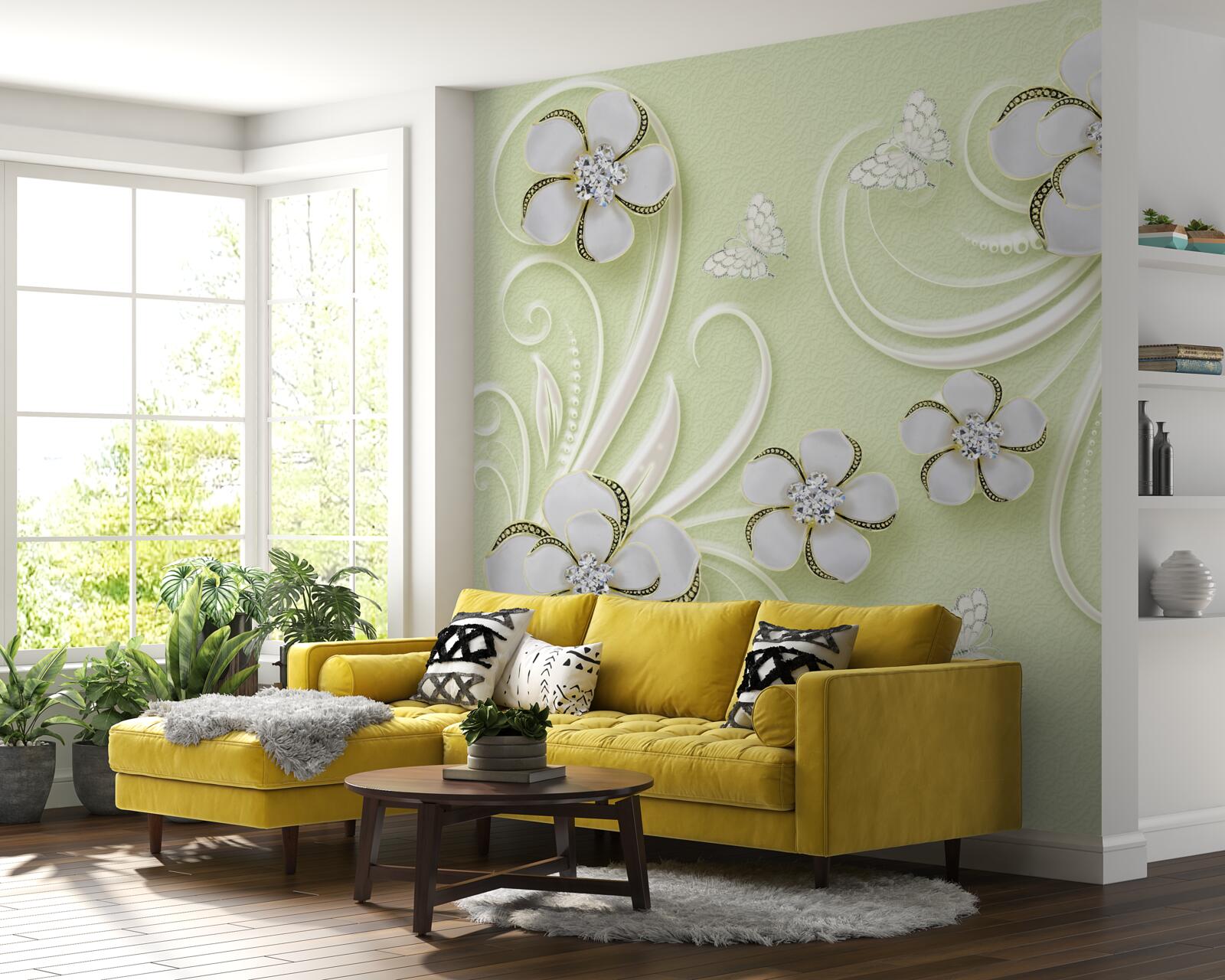 Fototapeta waciki na miękkim zielonym tle