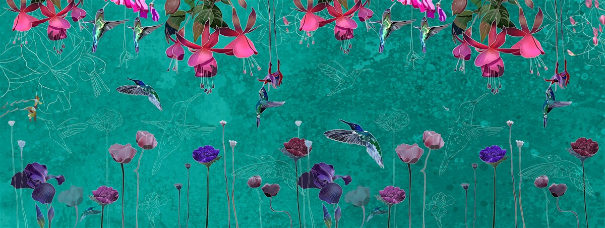 Fototapeta na tle nocnego nieba tulipany stają się różowe, a mlecze lśnią