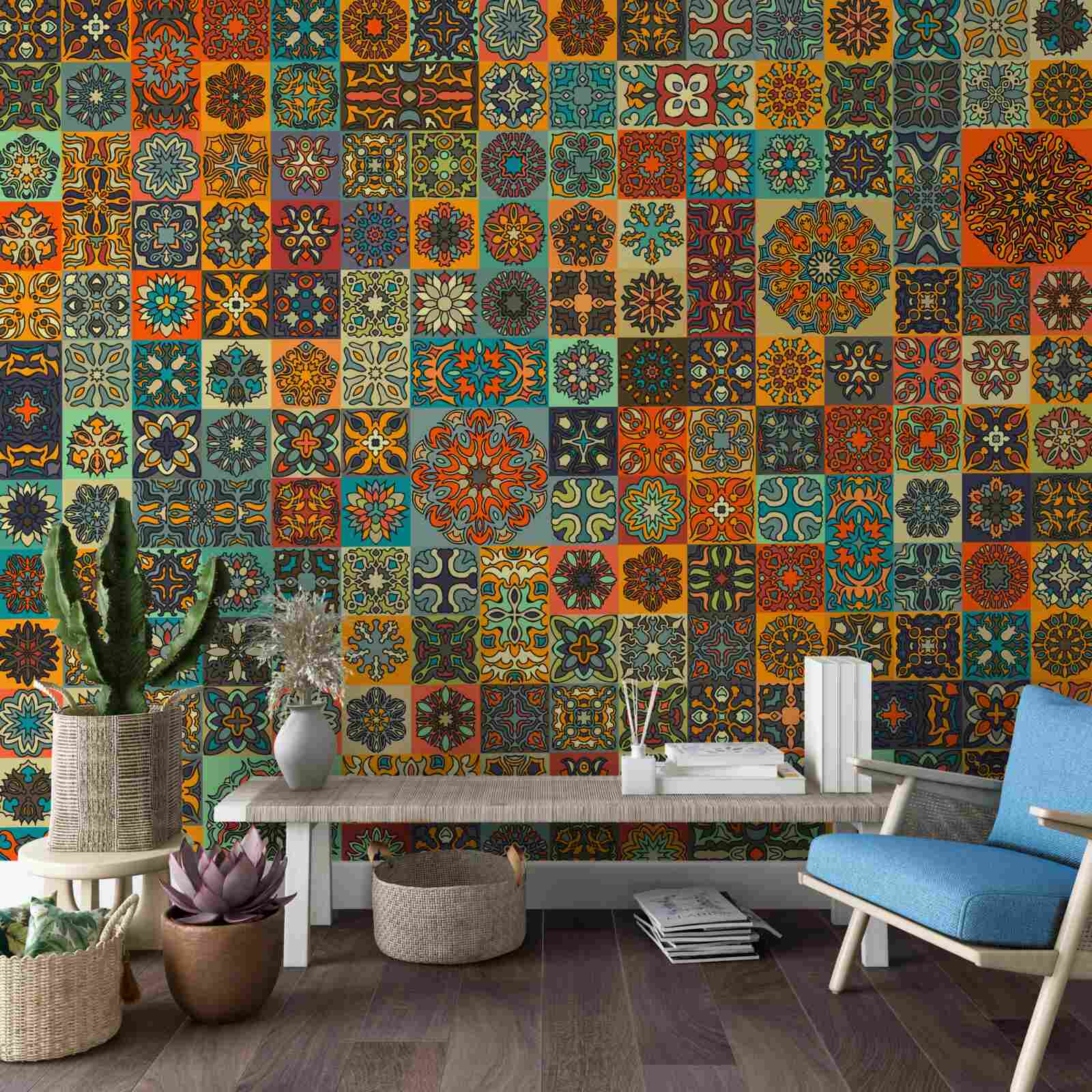 Fototapeta kwadratowe wzory etniczne