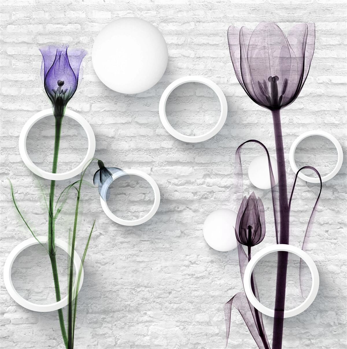 Fototapeta wyrafinowane pąki na gałęziach i kręgach o ścisłych kształtach