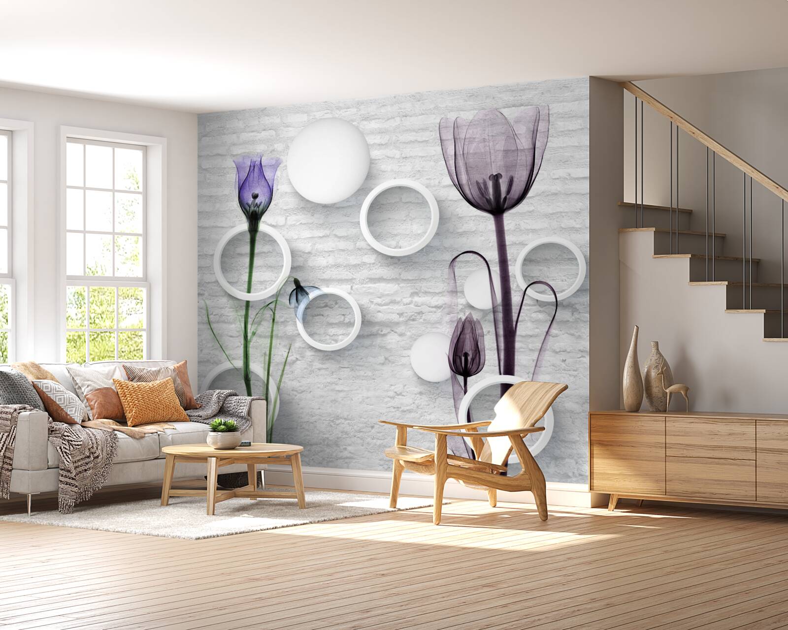 Fototapeta wyrafinowane pąki na gałęziach i kręgach o ścisłych kształtach