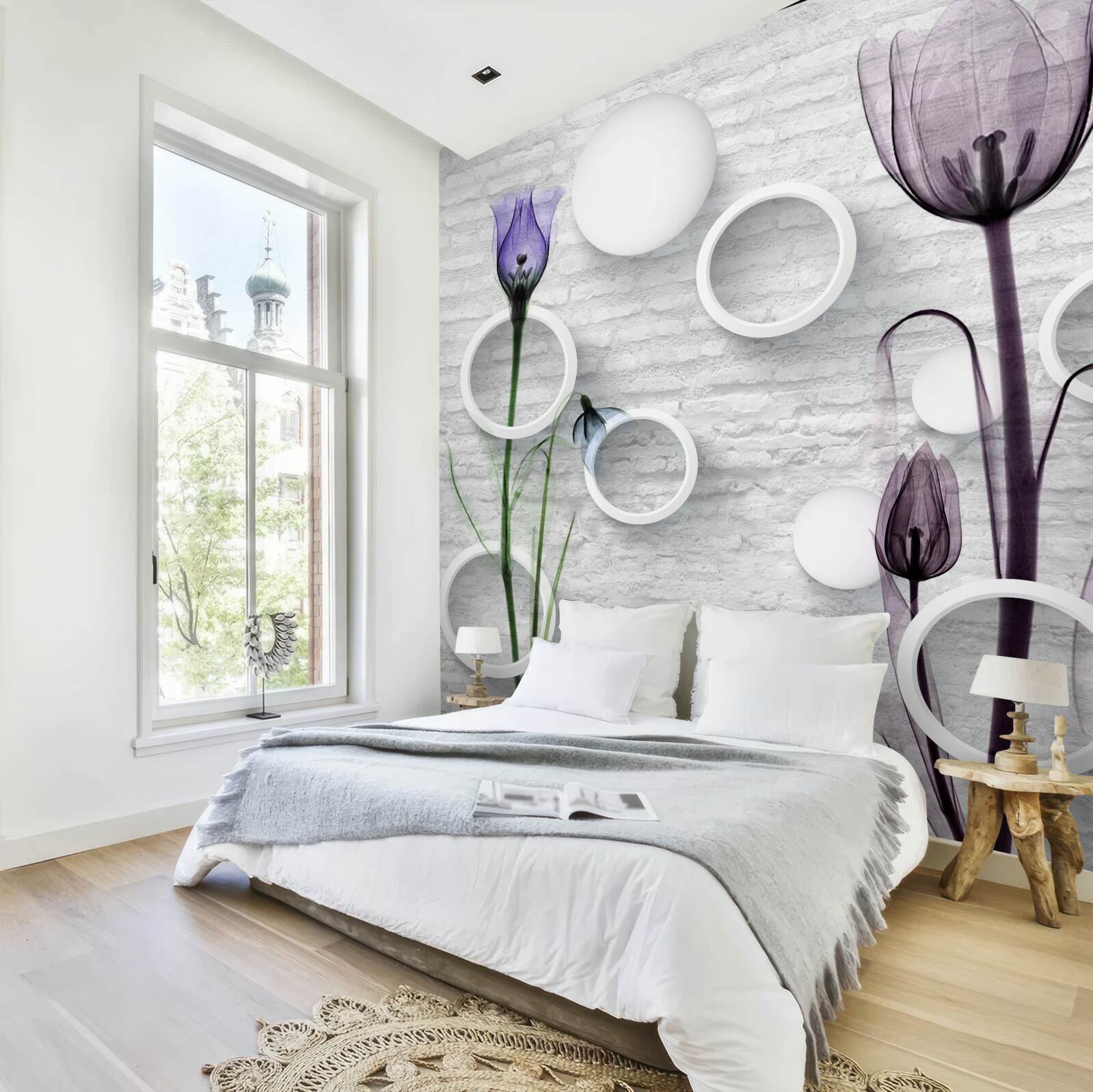 Fototapeta wyrafinowane pąki na gałęziach i kręgach o ścisłych kształtach