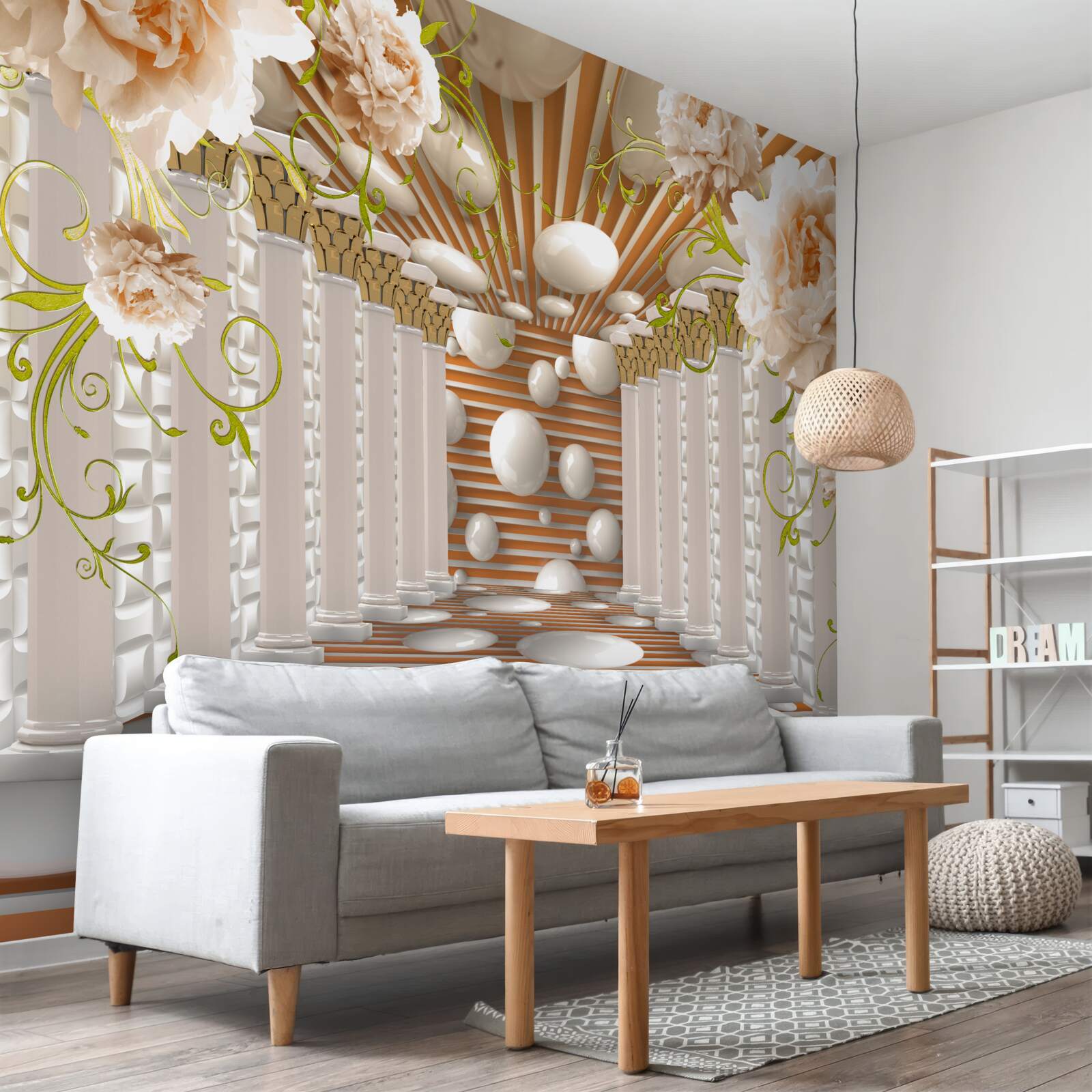 Fototapeta kamienne łuki w kształcie kwiatów i postaci tworzą tunel