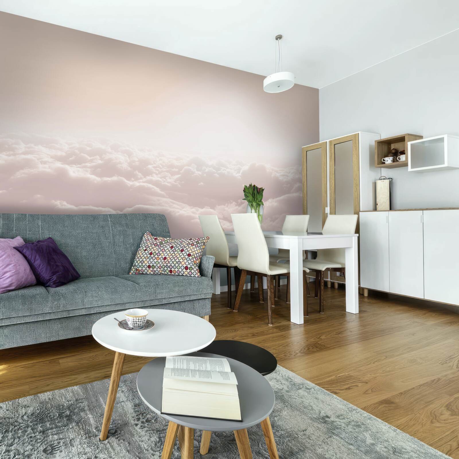 Fototapeta puszyste chmury i promienie słońca