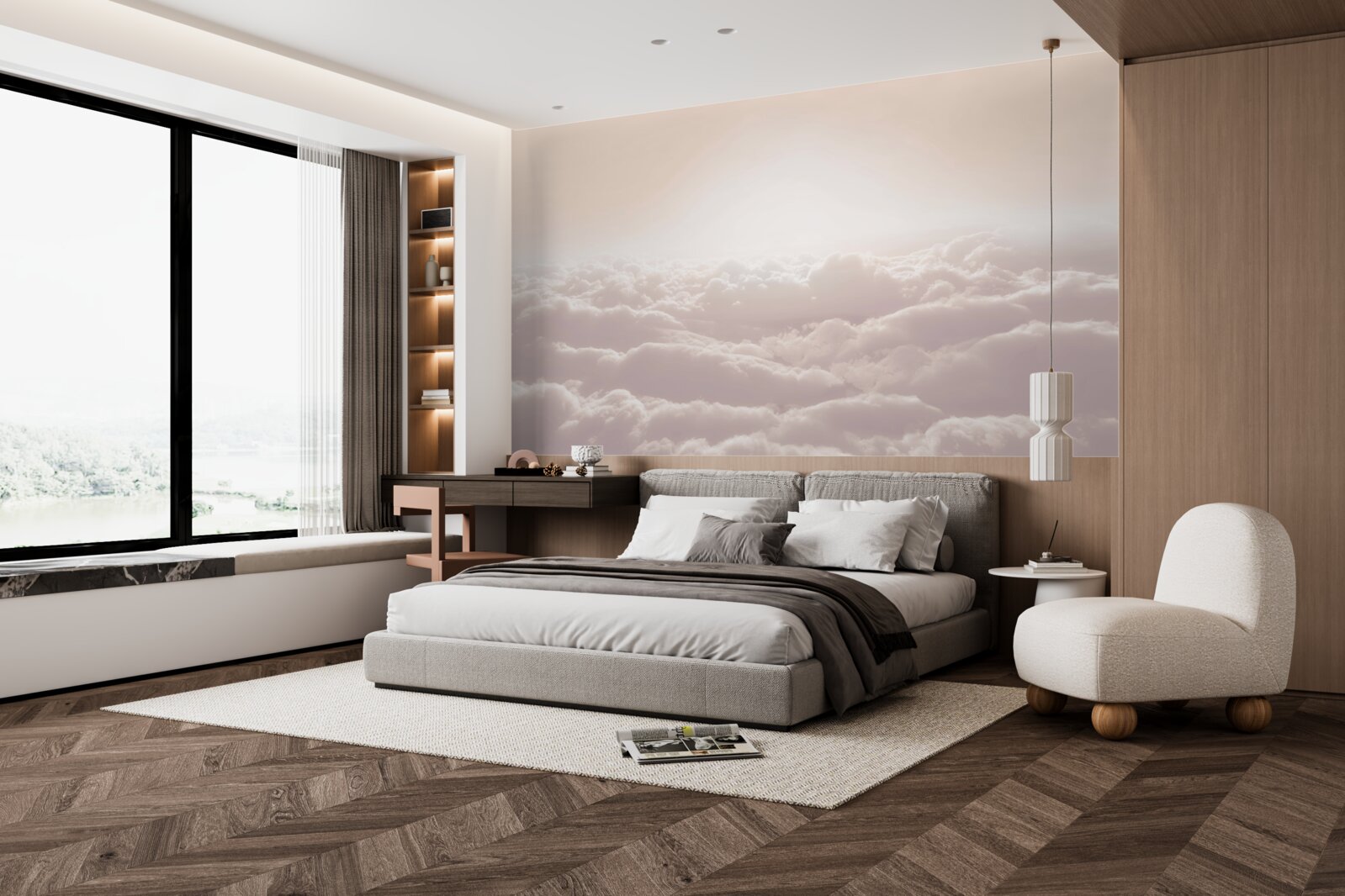 Fototapeta puszyste chmury i promienie słońca