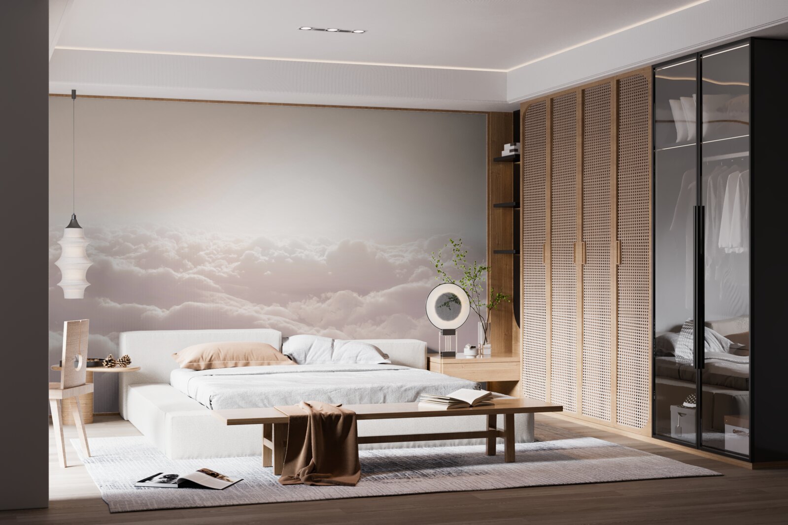 Fototapeta puszyste chmury i promienie słońca