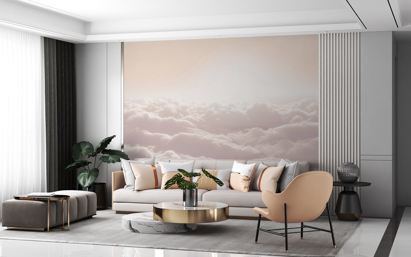 Fototapeta puszyste chmury i promienie słońca