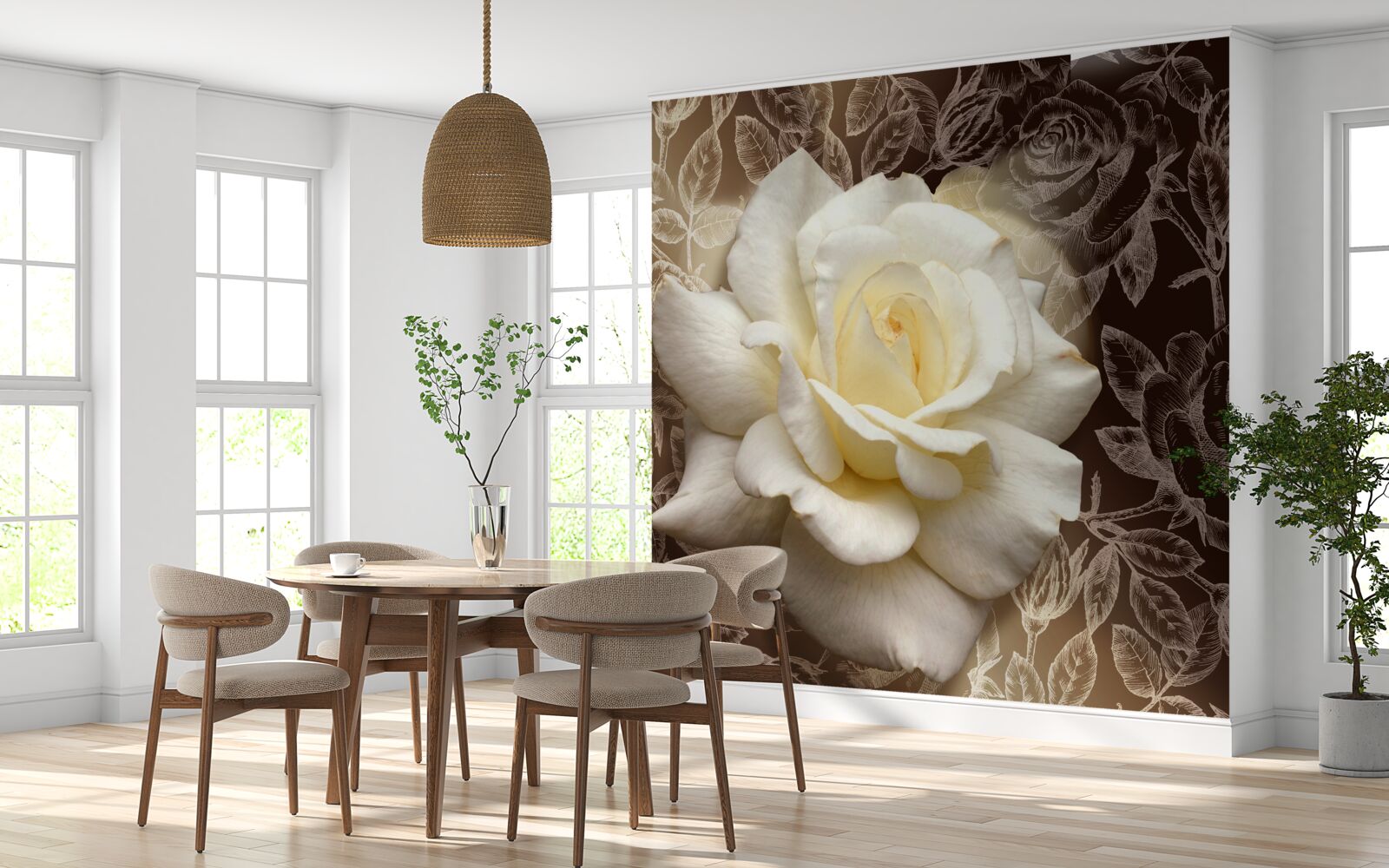 Fototapeta wspaniały śnieżnobiały kwiat róży