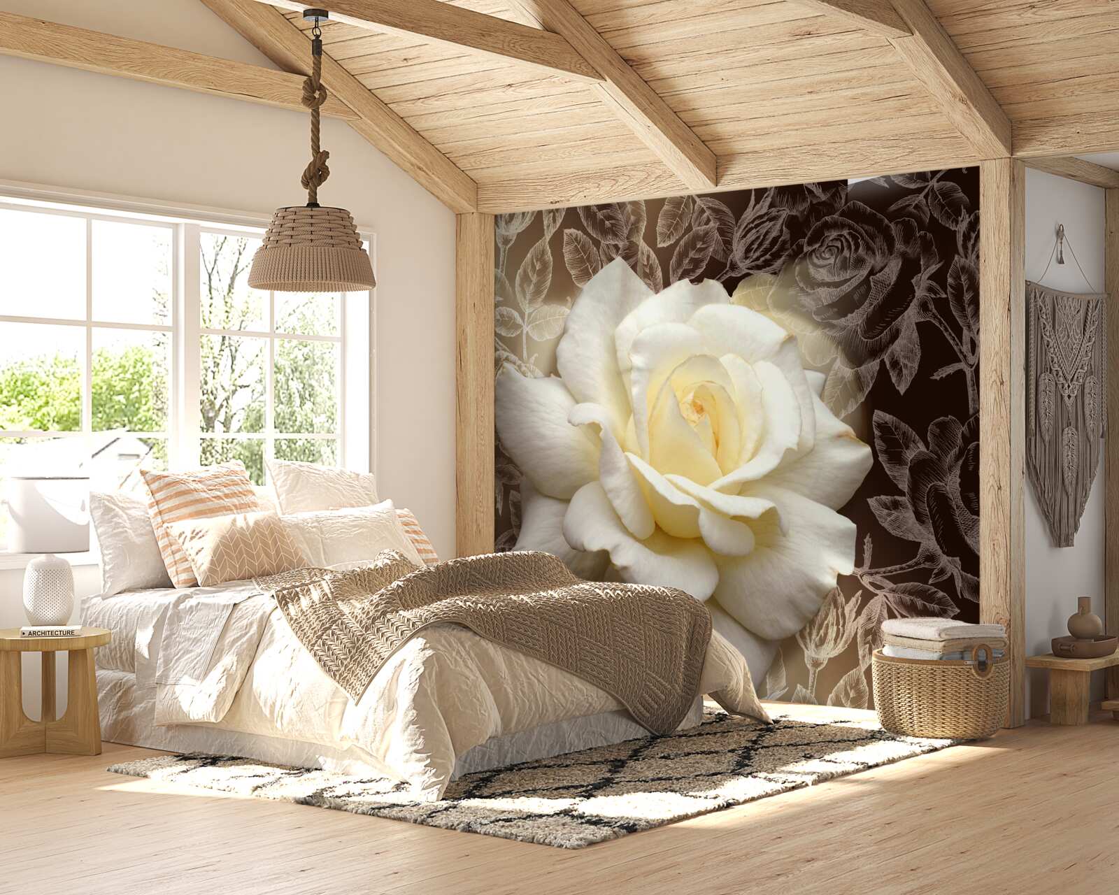 Fototapeta wspaniały śnieżnobiały kwiat róży